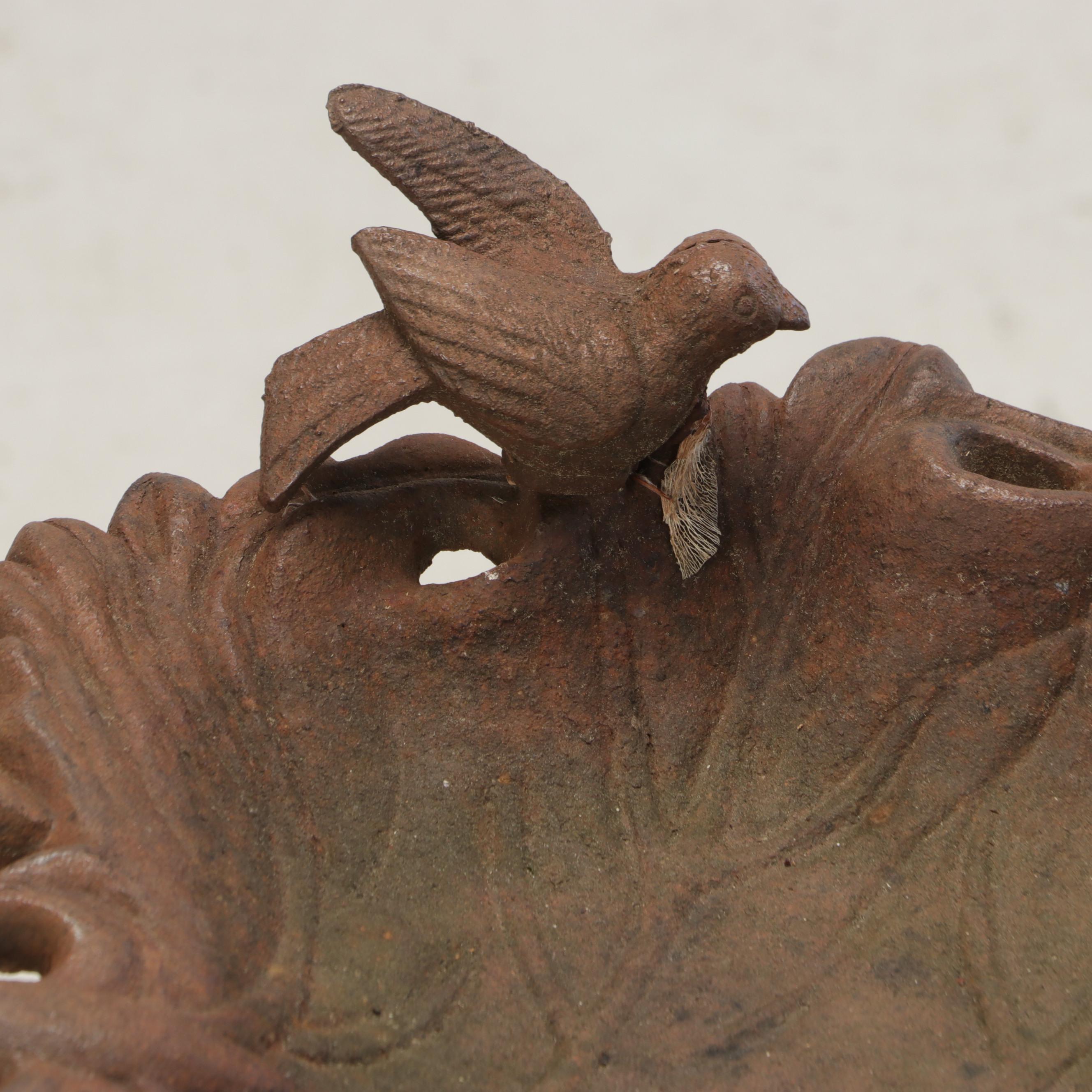 Cast Iron Leaf-Shaped Bird Bath