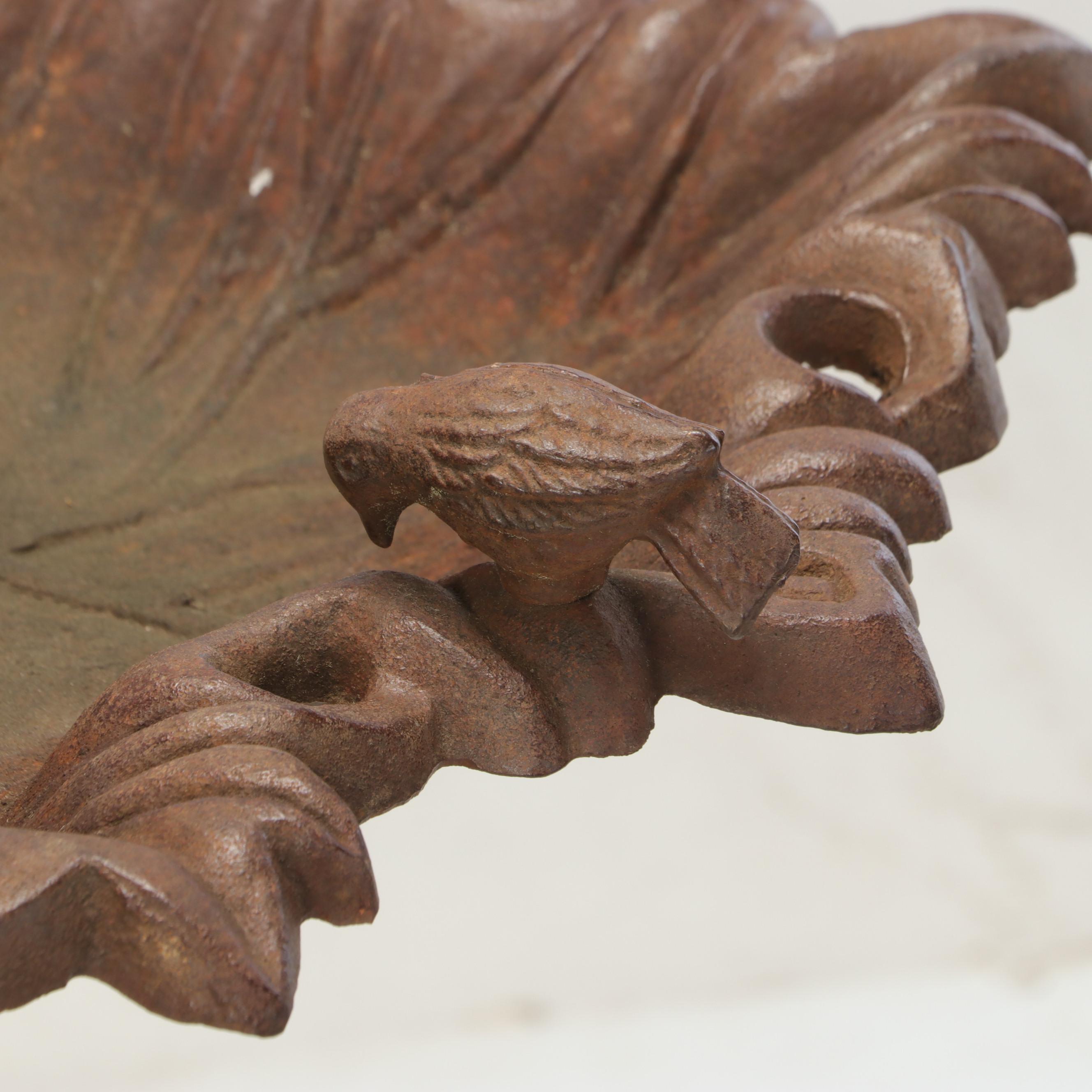 Cast Iron Leaf-Shaped Bird Bath