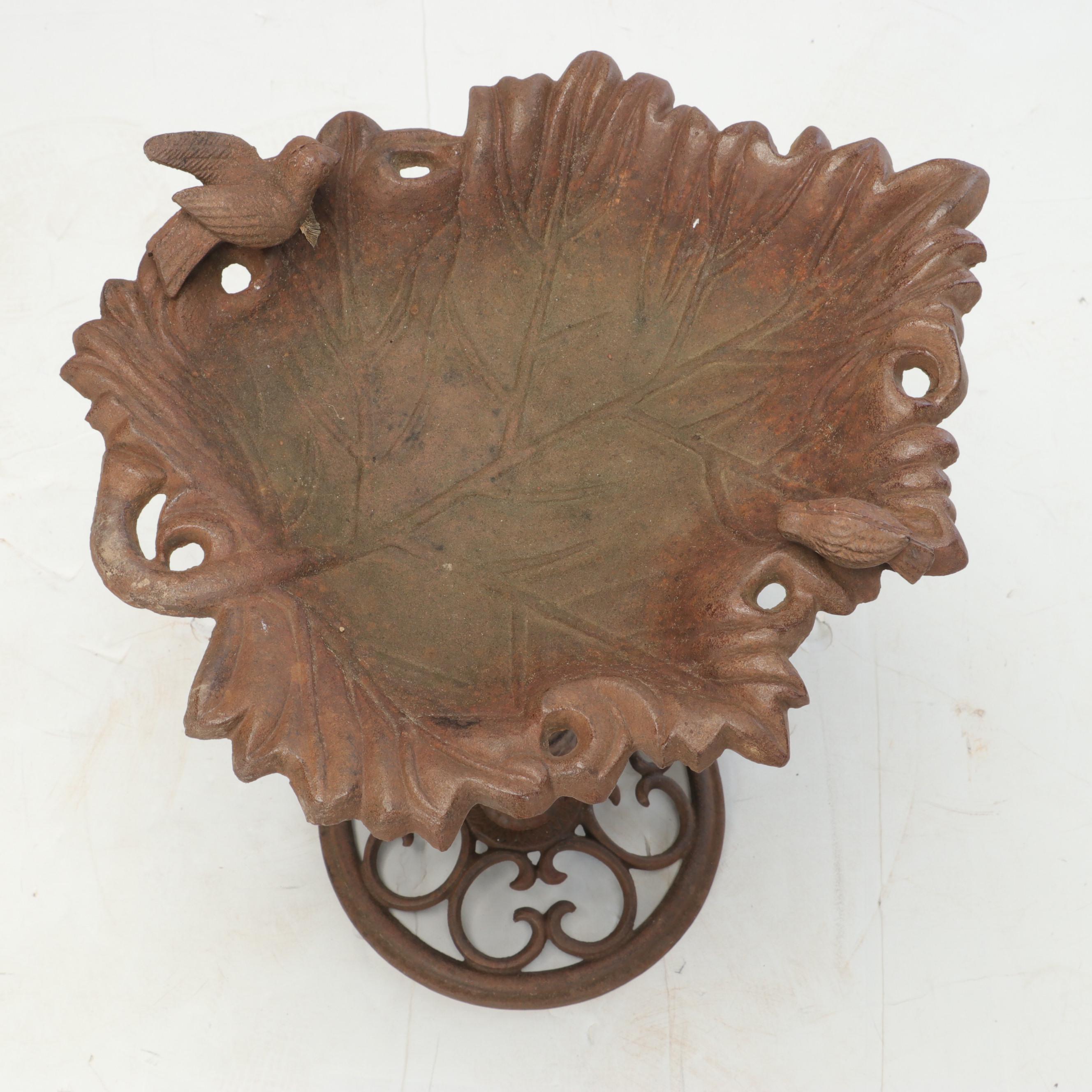 Cast Iron Leaf-Shaped Bird Bath