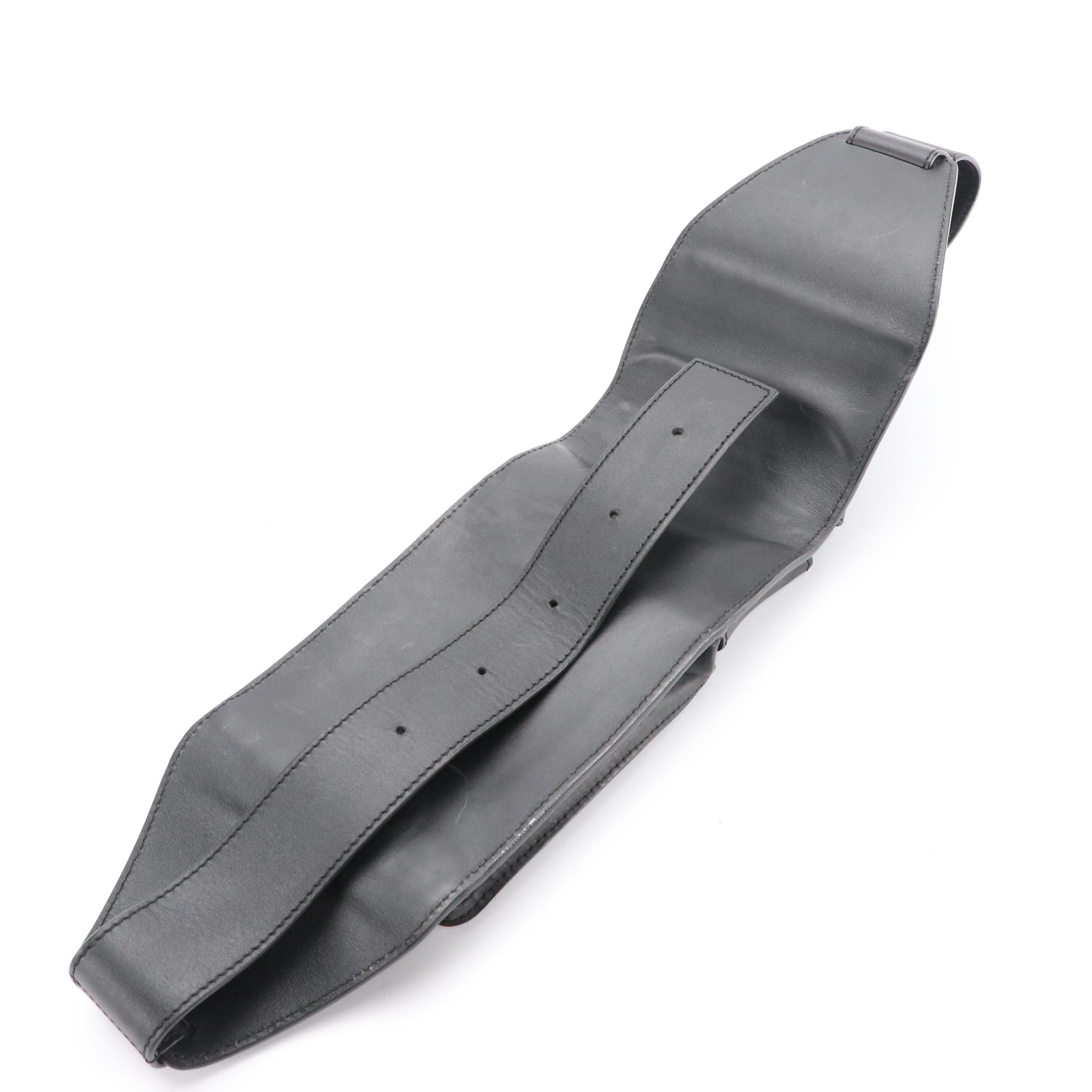 Chanel Uniform Diamond Stitched Black Leather Zip Pouch Belt Bag