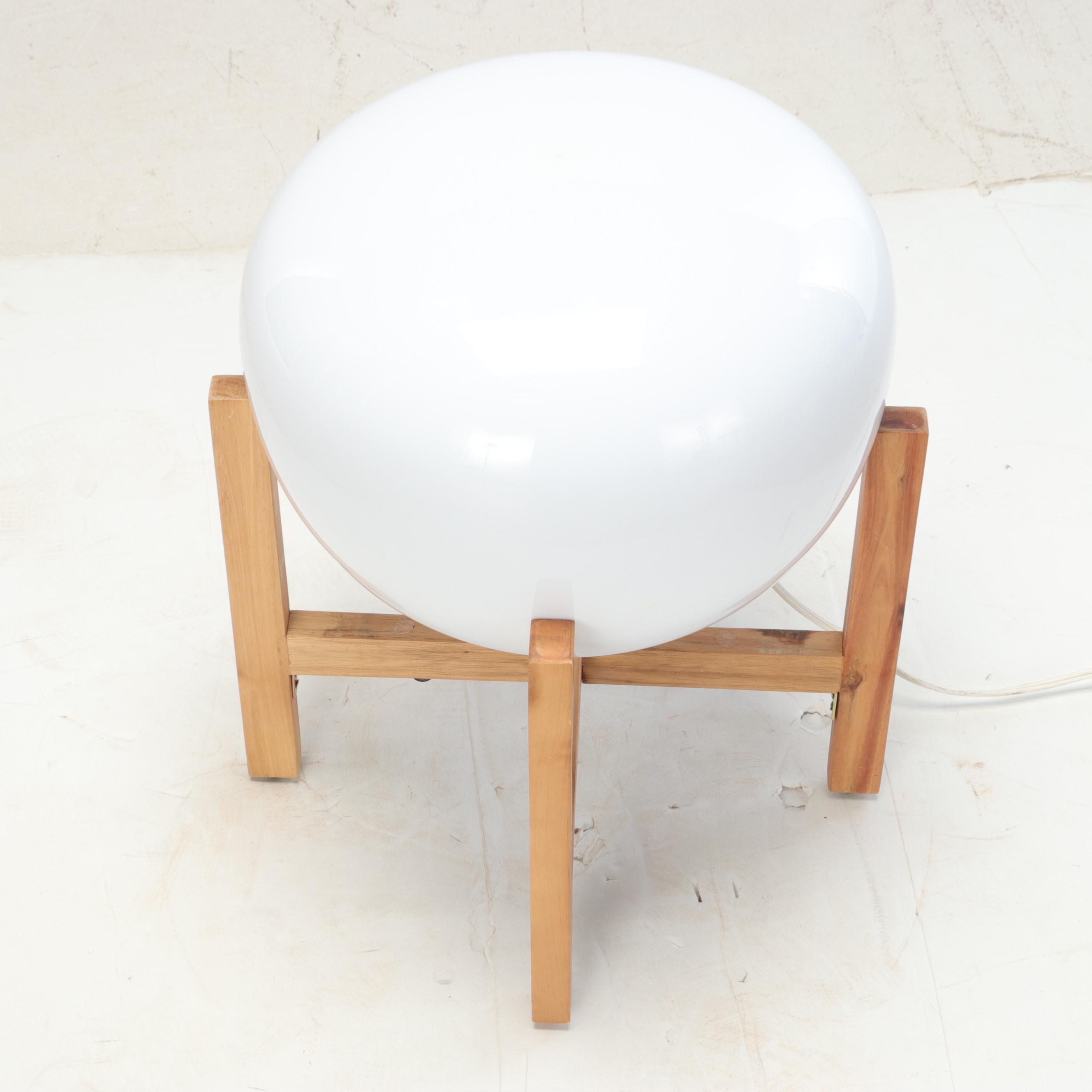 Wooden and Plastic Floor Globe Lamp