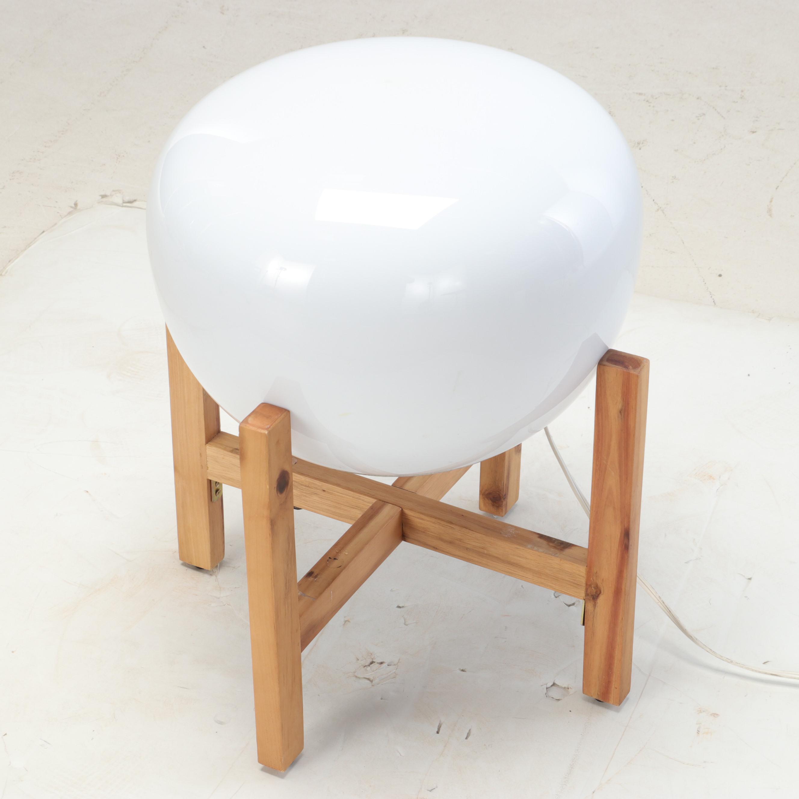 Wooden and Plastic Floor Globe Lamp