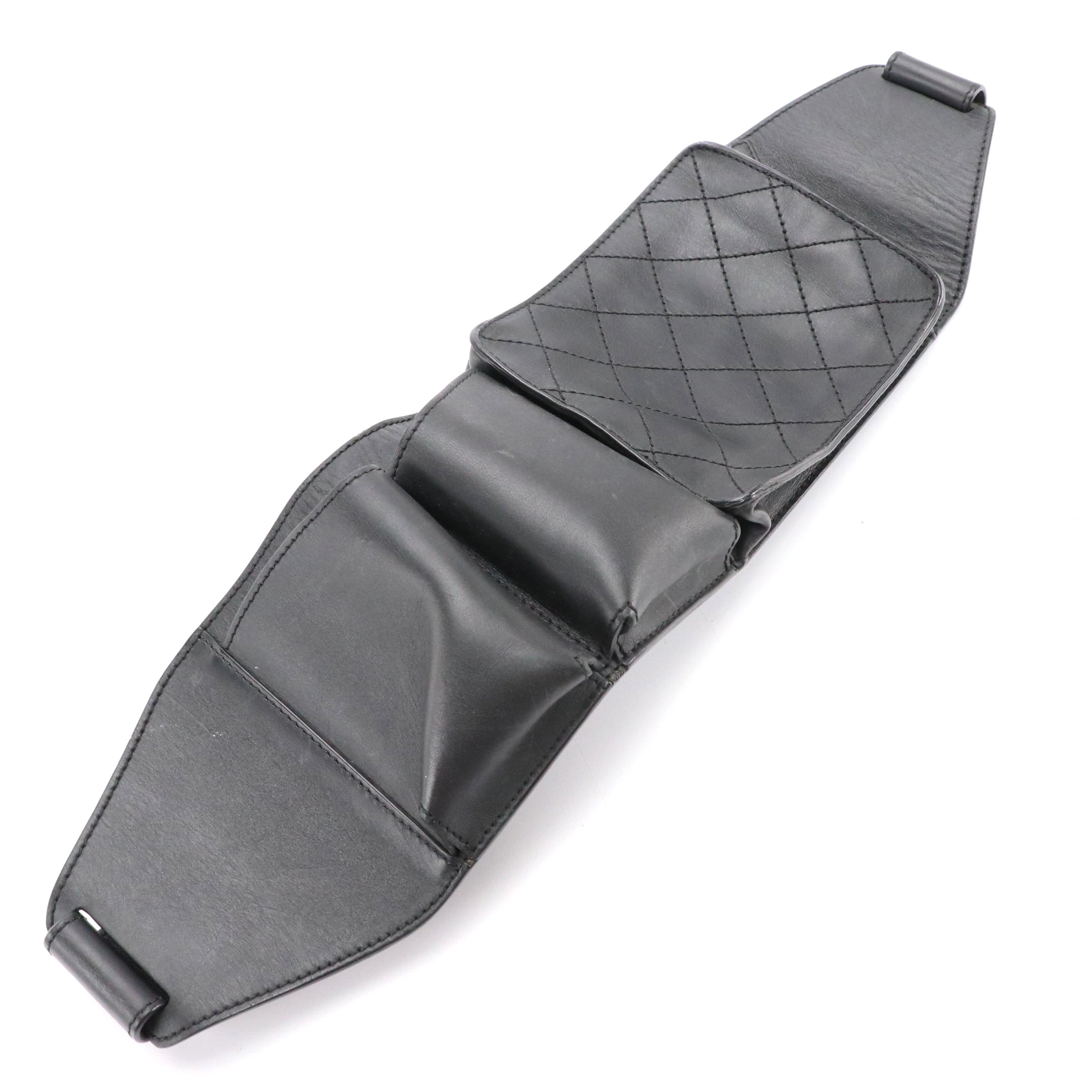 Chanel Uniform Diamond Stitched Black Leather Zip Pouch Belt Bag