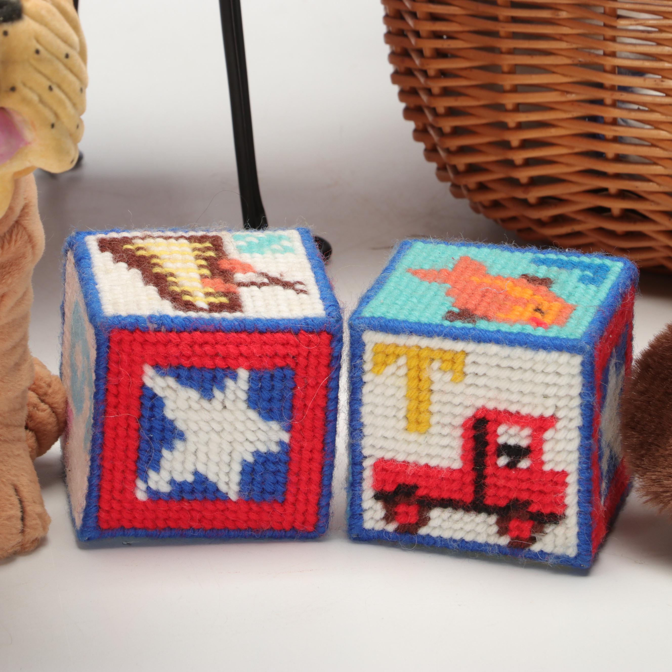 Stuffed Animals with Dolls and Doll Furniture