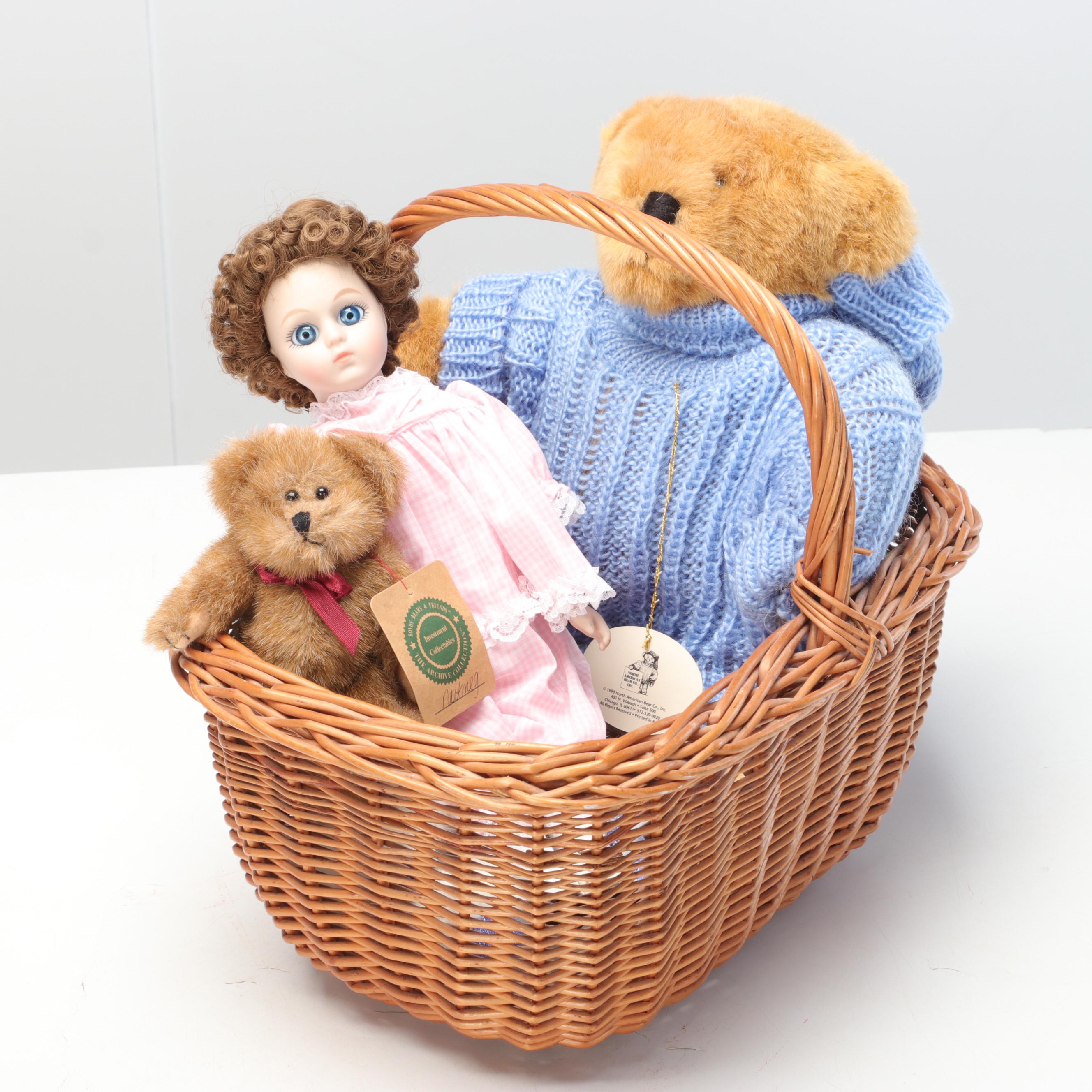 Stuffed Animals with Dolls and Doll Furniture
