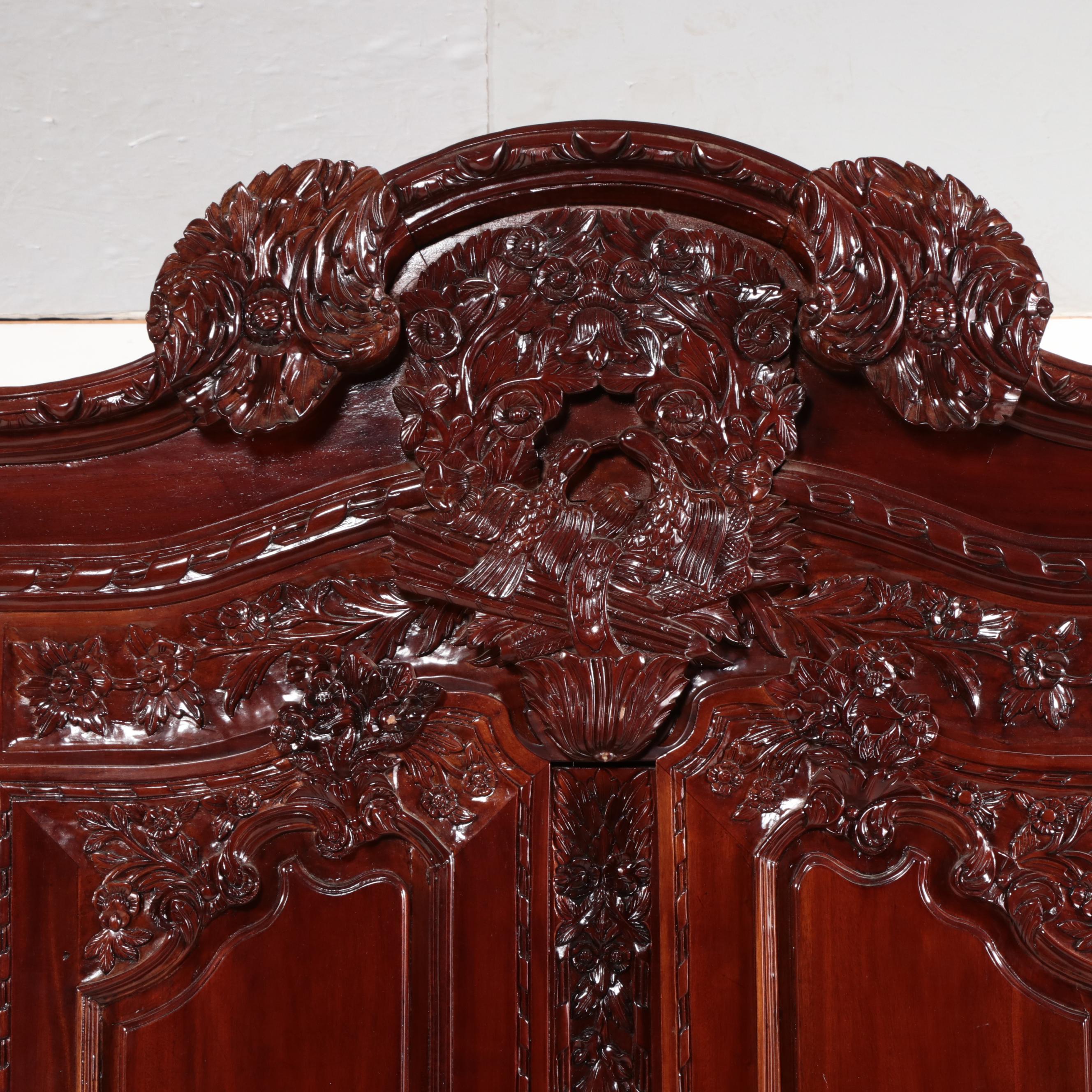 French Provincial Style Carved Hardwood Armoire