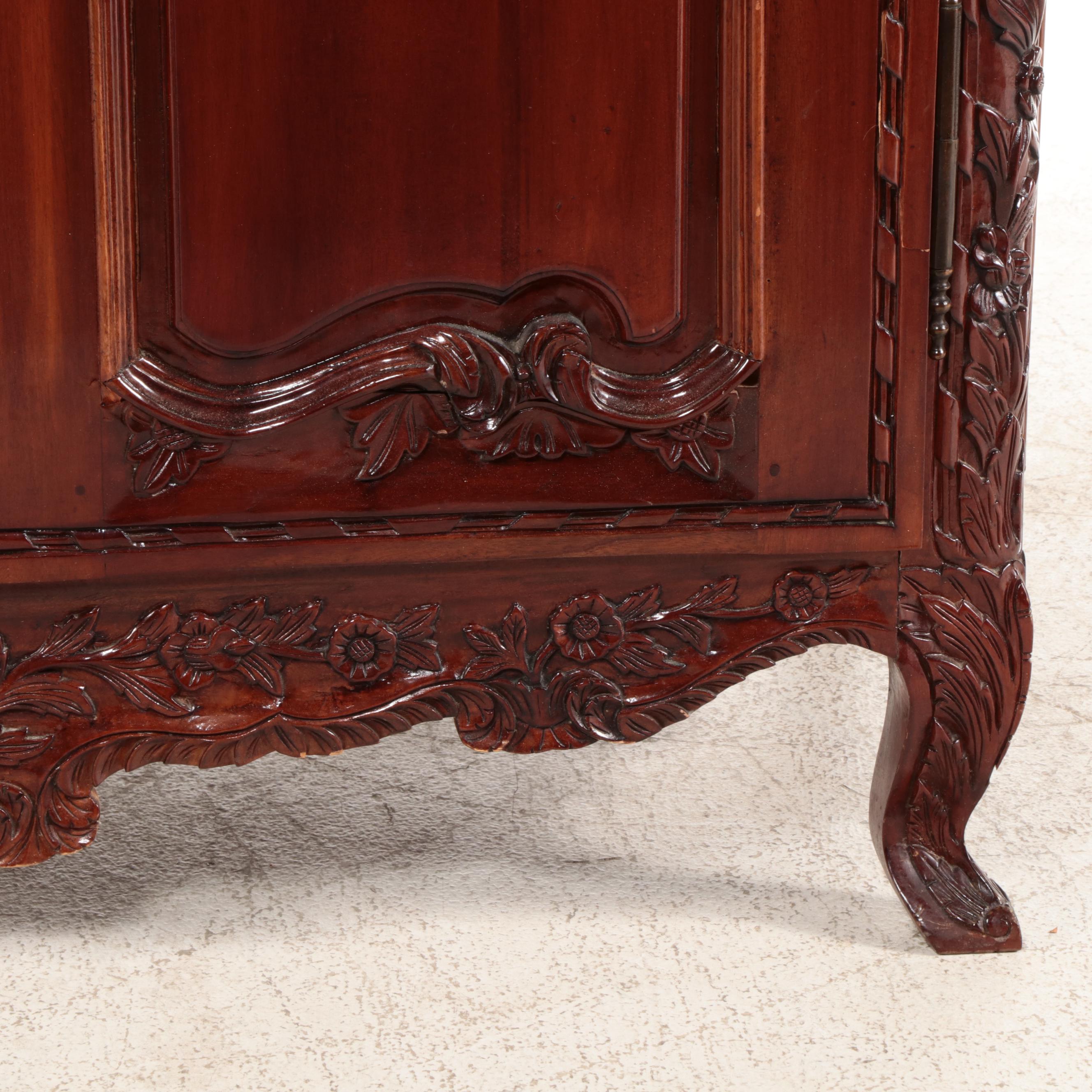 French Provincial Style Carved Hardwood Armoire