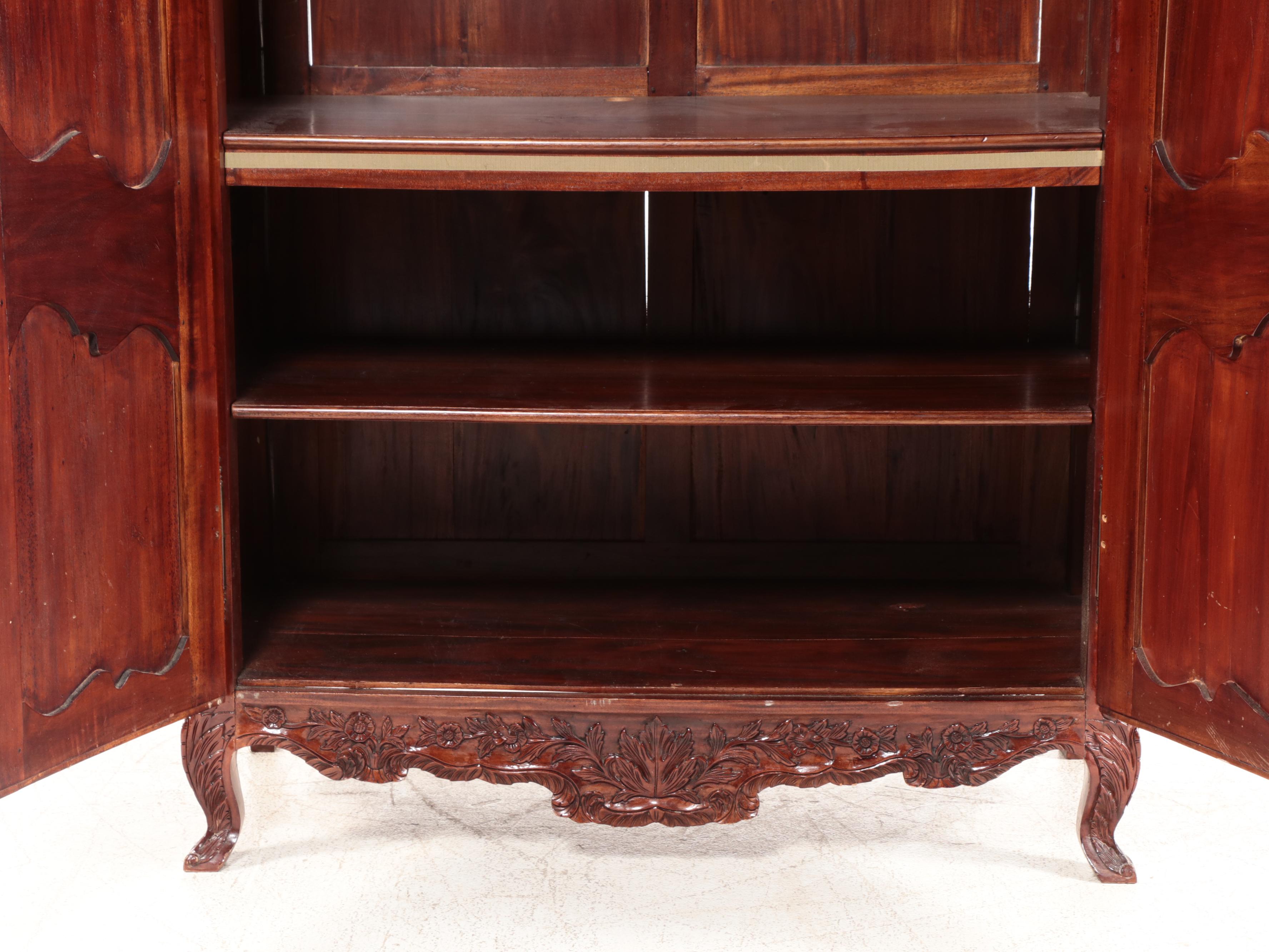 French Provincial Style Carved Hardwood Armoire