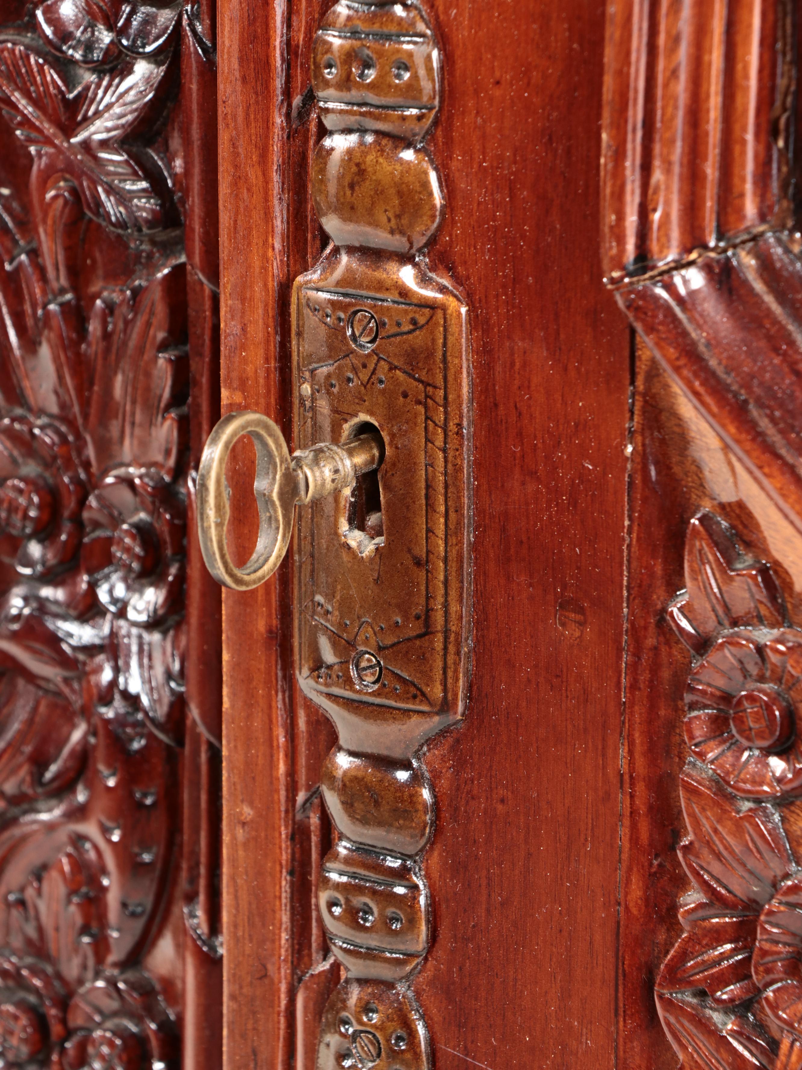 French Provincial Style Carved Hardwood Armoire