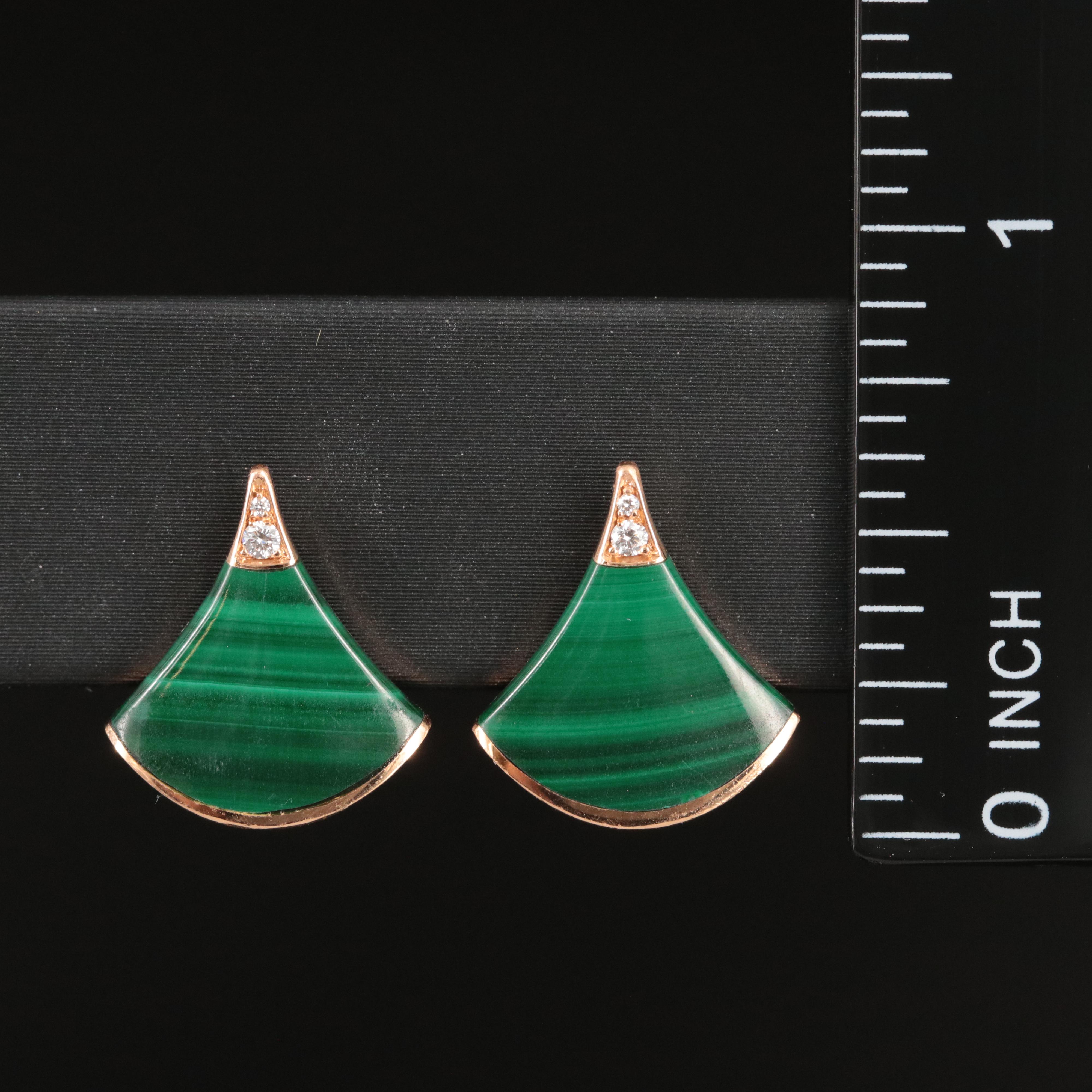 Bulgari BVLGARI Diva's Dream 18K Rose Gold Malachite and Diamond Earrings