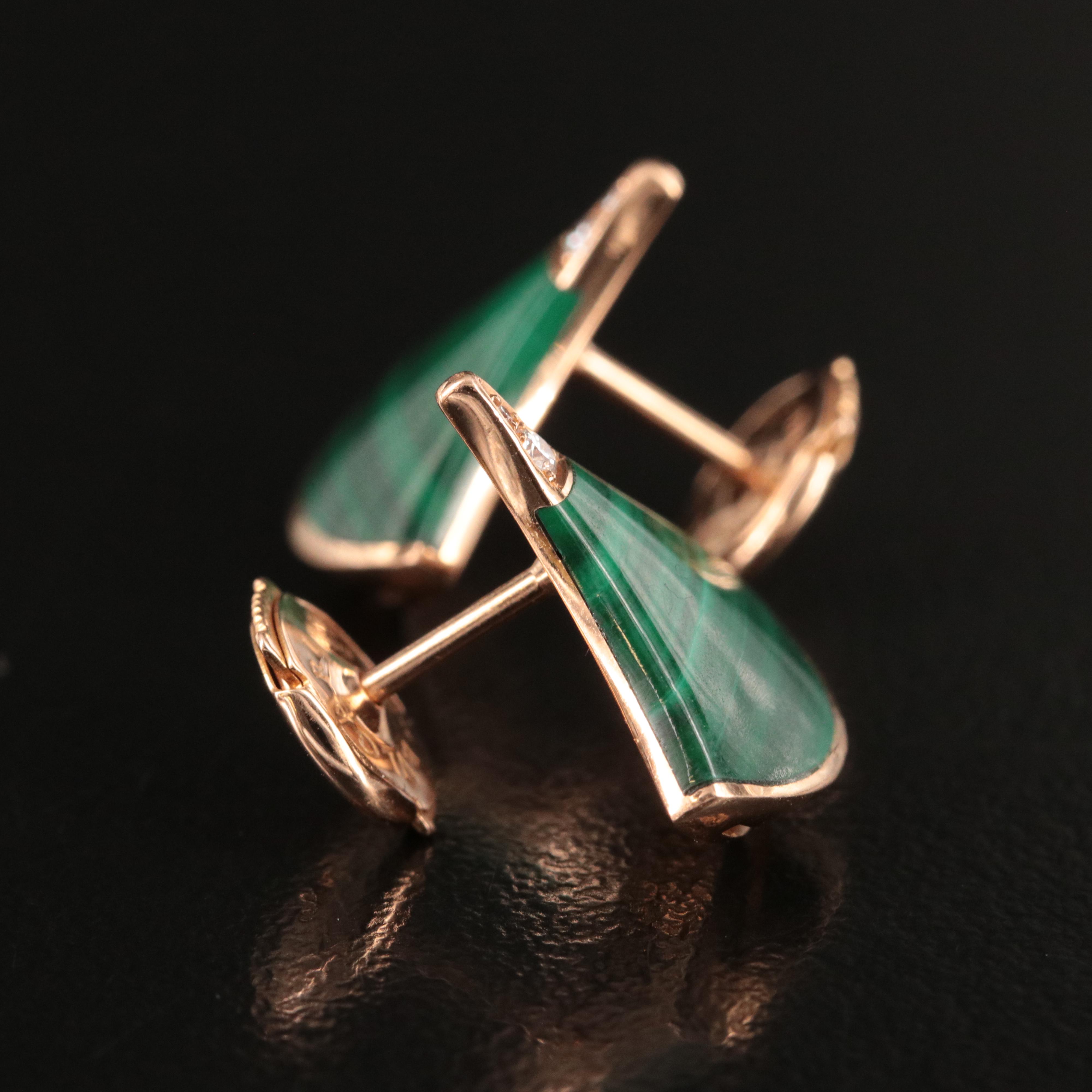 Bulgari BVLGARI Diva's Dream 18K Rose Gold Malachite and Diamond Earrings