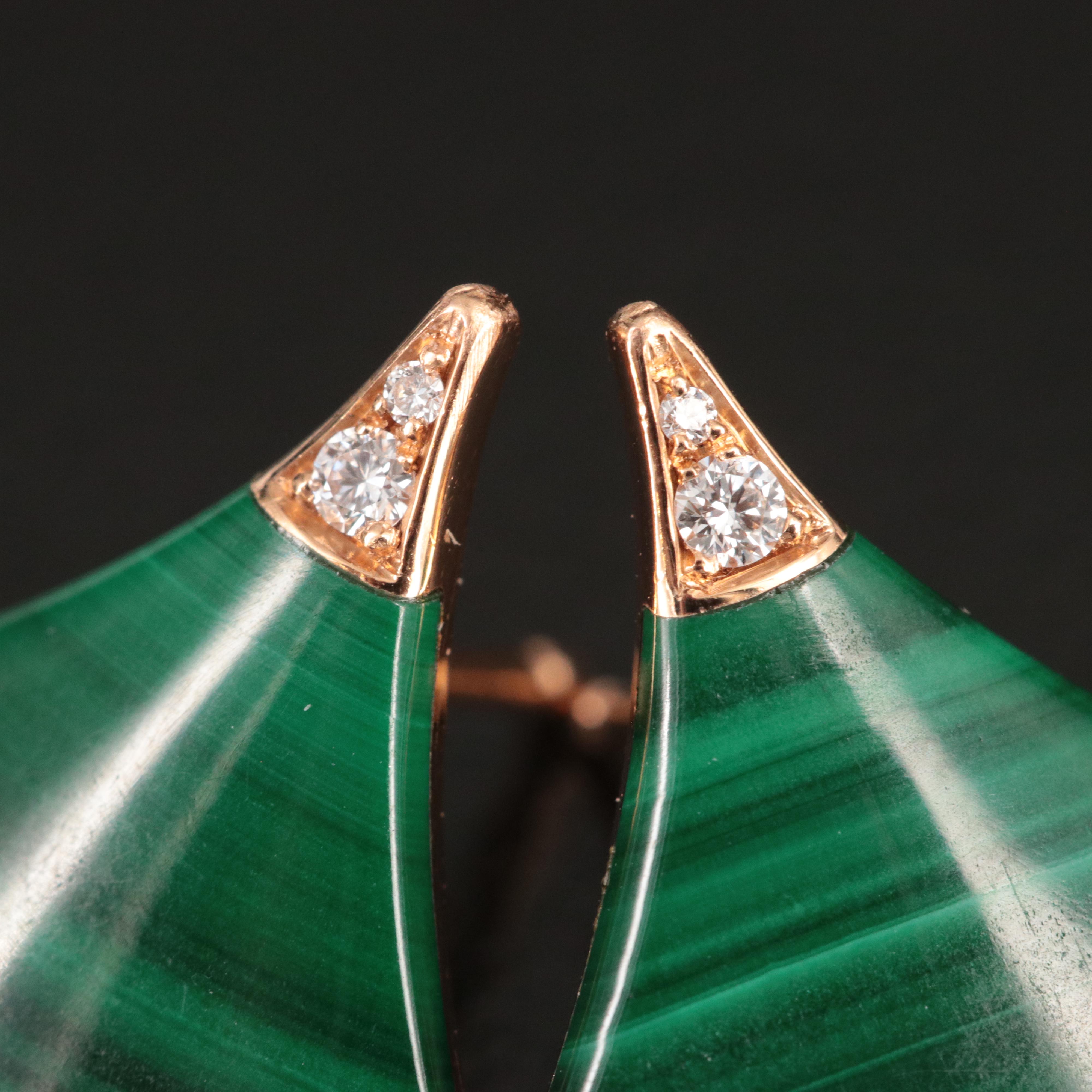 Bulgari BVLGARI Diva's Dream 18K Rose Gold Malachite and Diamond Earrings