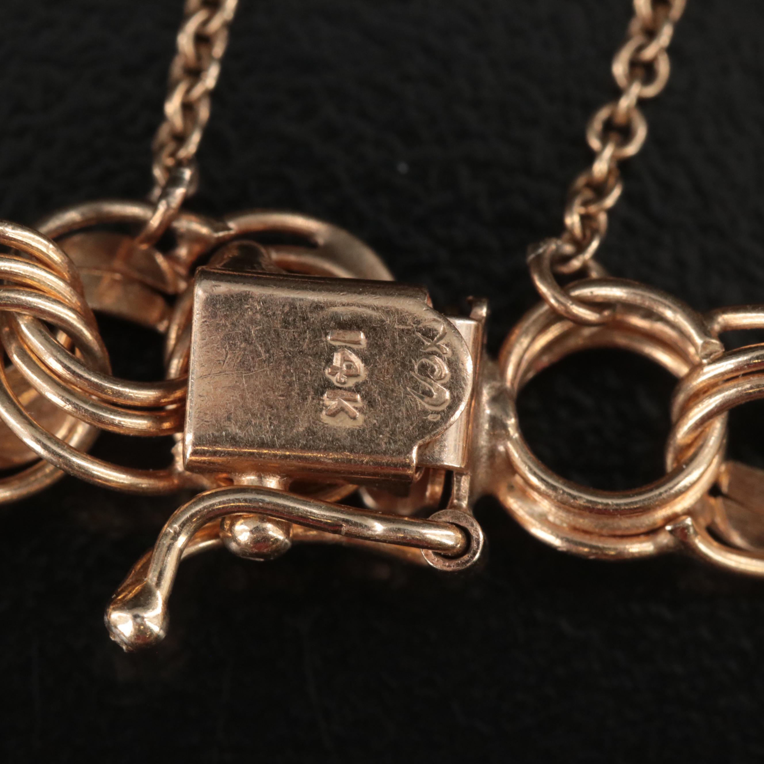 Vintage 14K Bracelet with Baseball Charms Featuring Cincinnati Reds