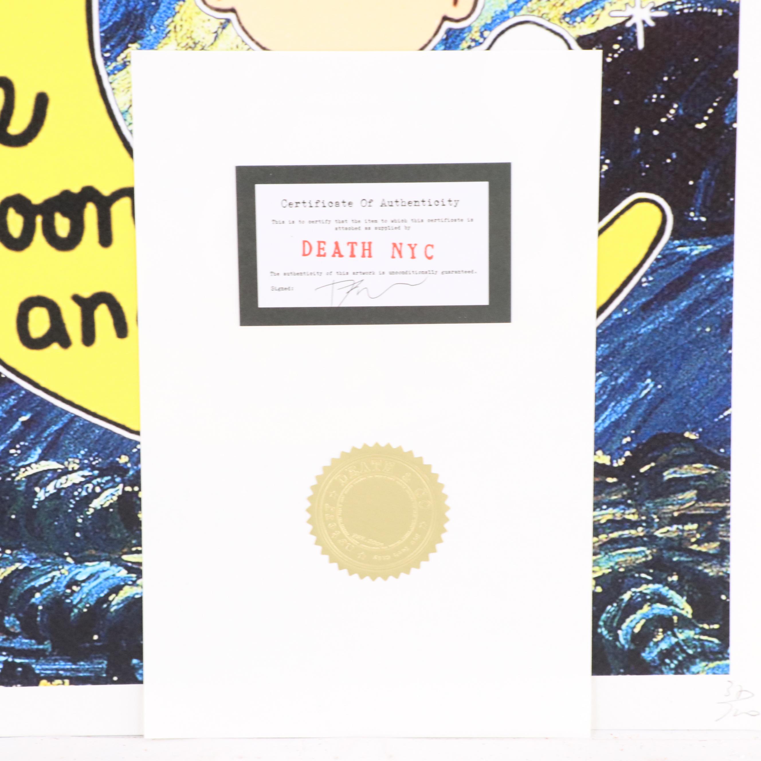 Death NYC Pop Art Graphic Print of Charlie Brown x Van Gogh, 2023