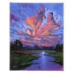 Douglas “Bumo” Johnpeer Sunset Landscape Oil Painting, 2024