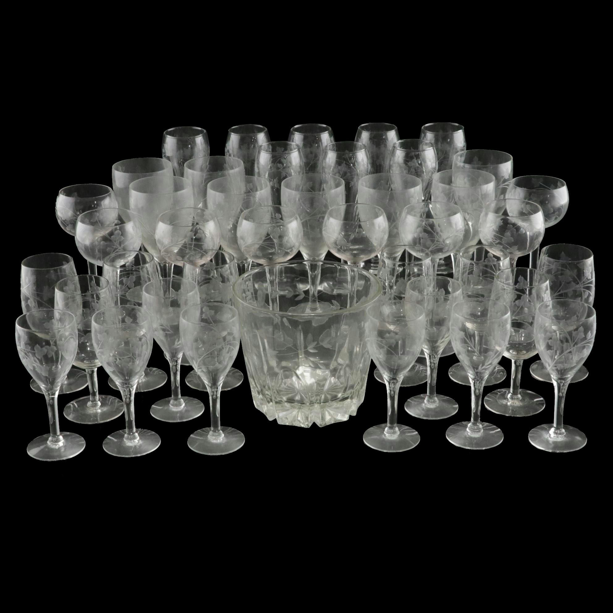 Princess House "Heritage" Stemware Collection for Eight With Ice Bucket