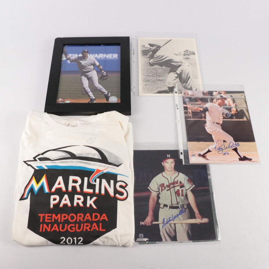 Ozzie Guillen Signed Shirt with Eddie Mathews Signed Print and More