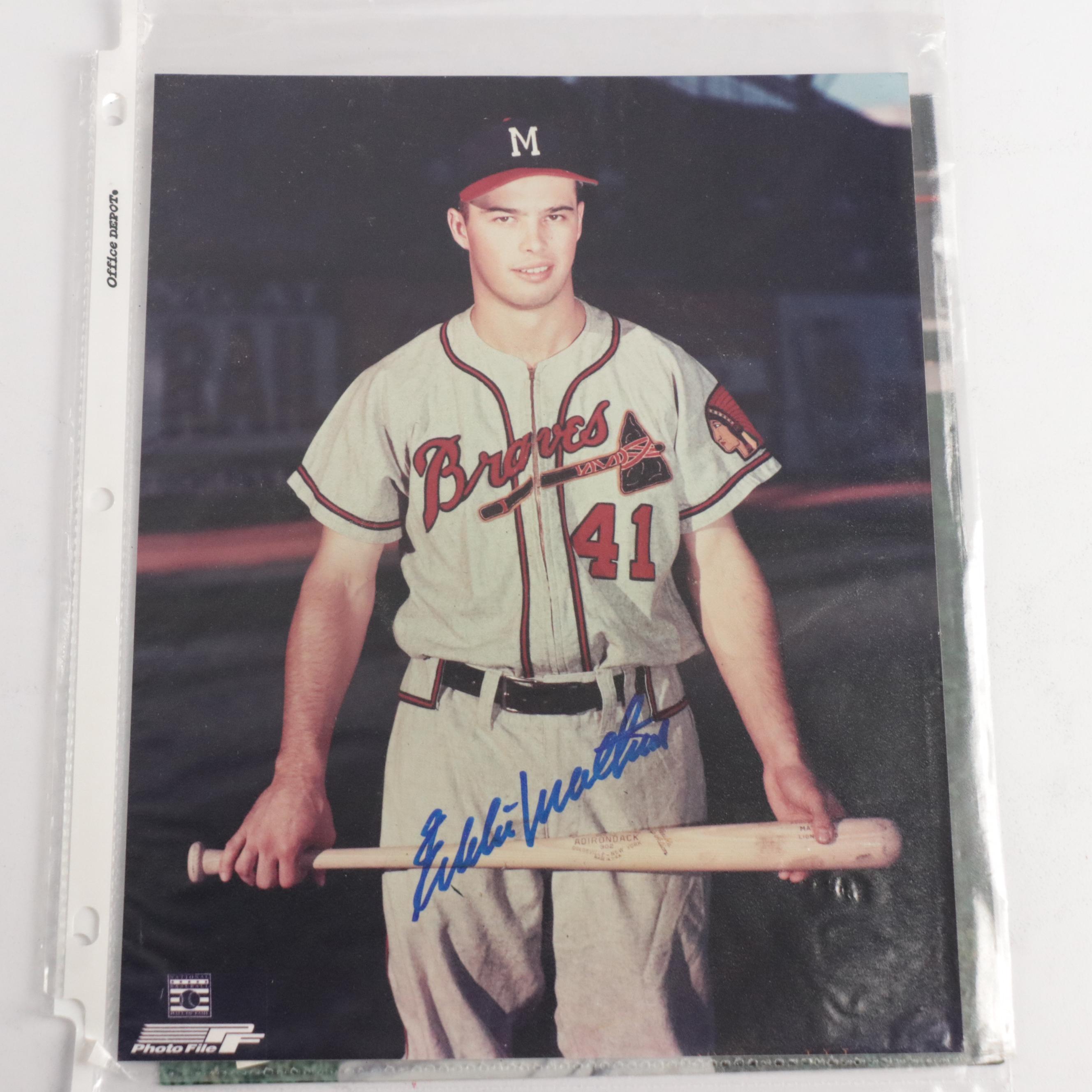 Ozzie Guillen Signed Shirt with Eddie Mathews Signed Print and More