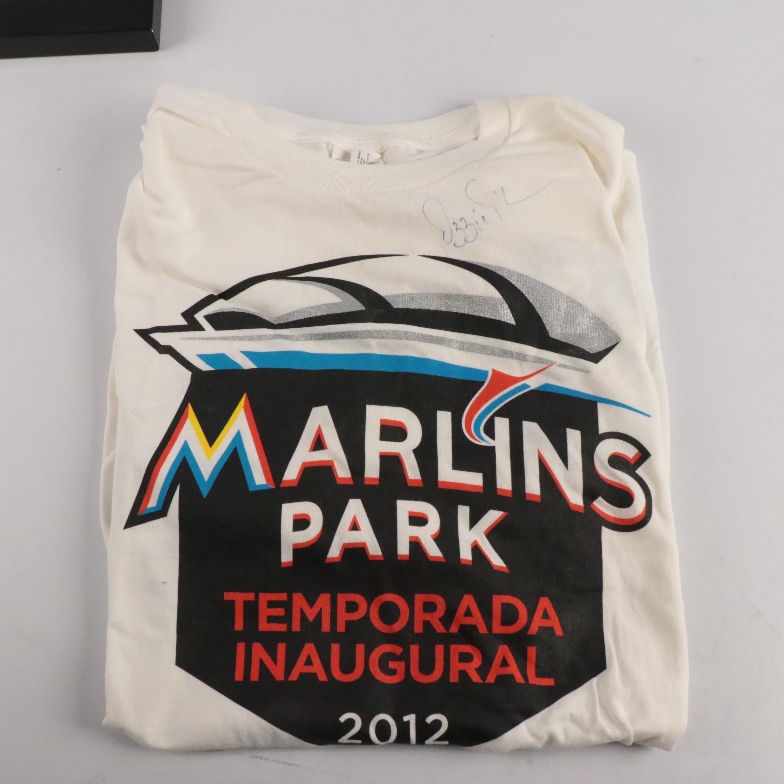 Ozzie Guillen Signed Shirt with Eddie Mathews Signed Print and More