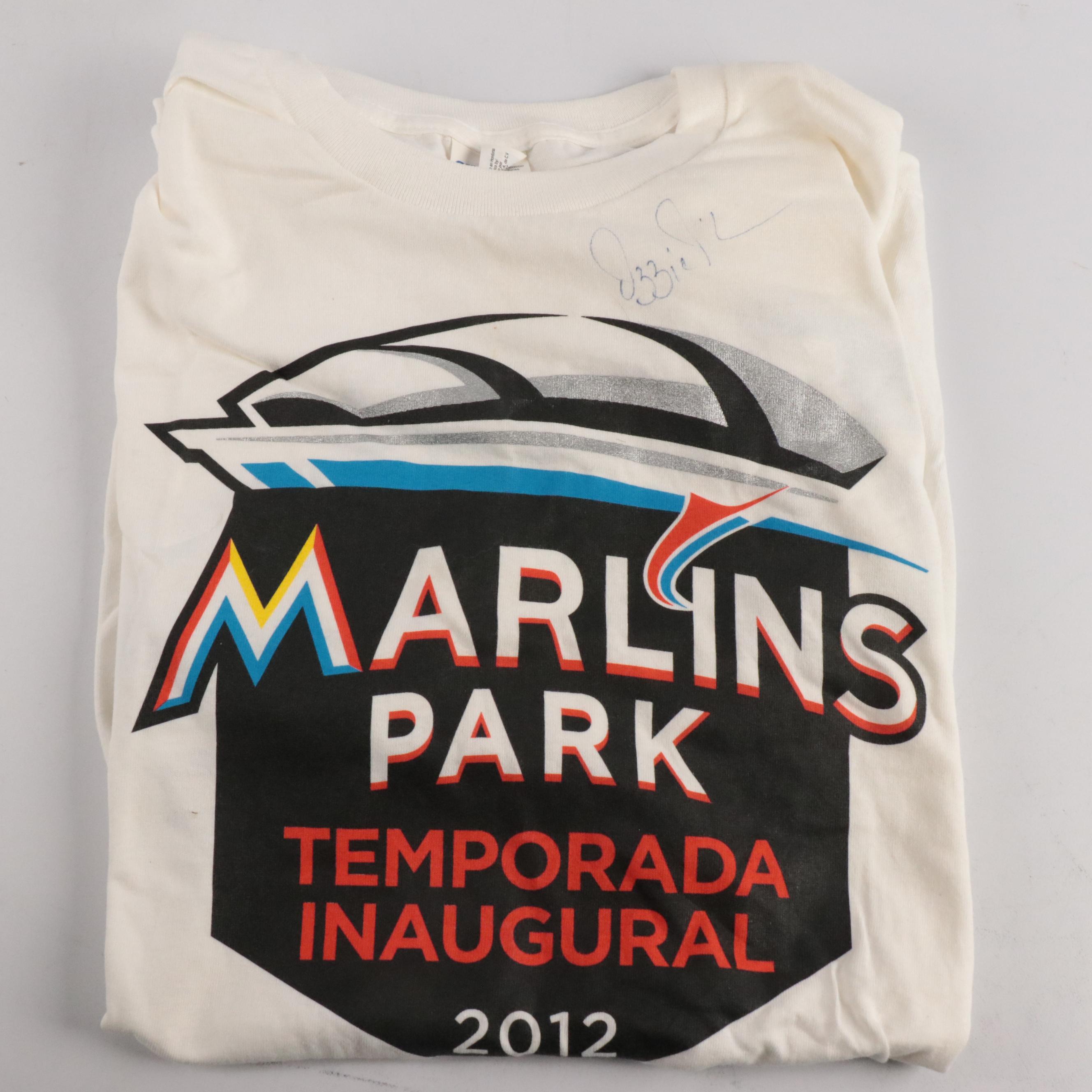 Ozzie Guillen Signed Shirt with Eddie Mathews Signed Print and More