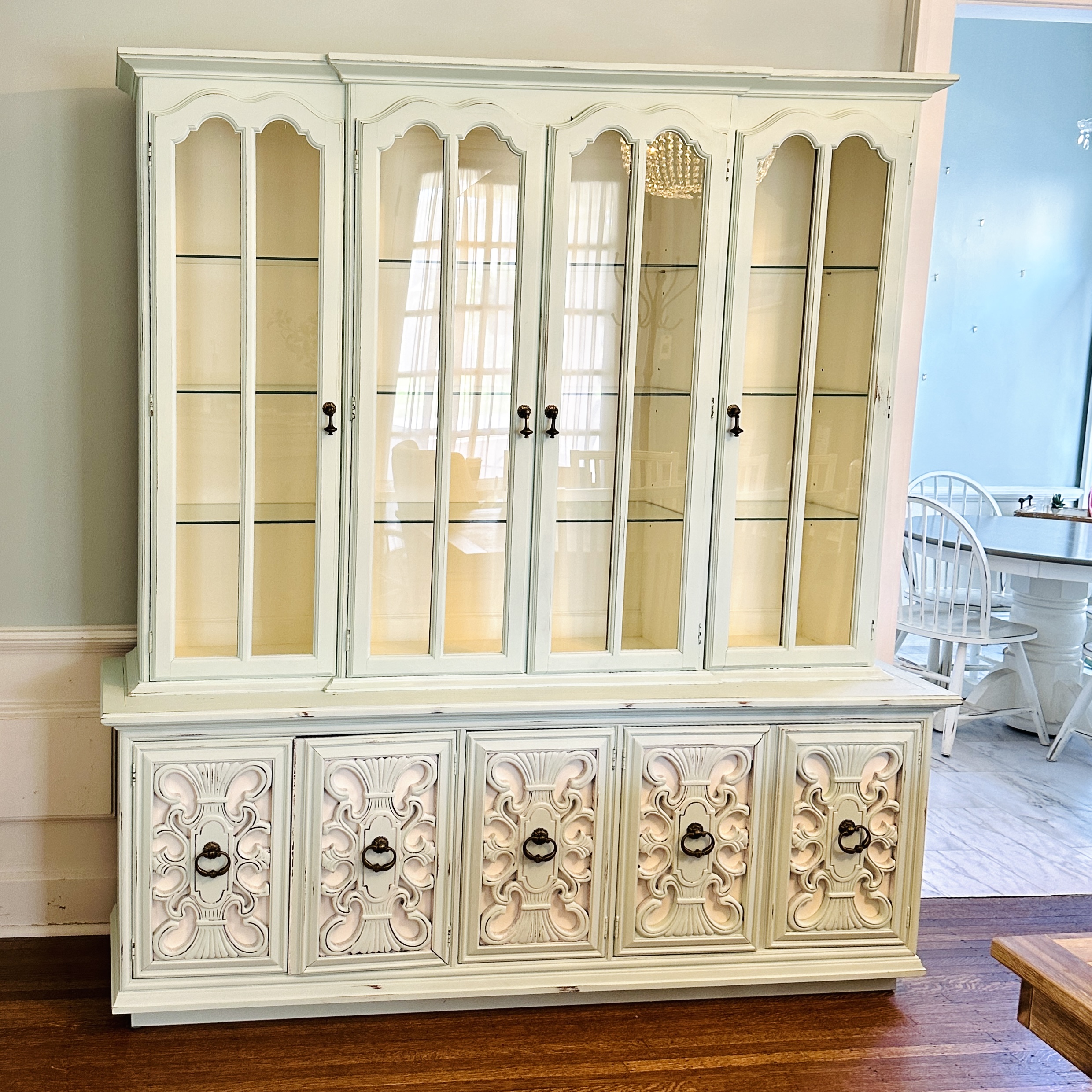 Fancher Mediterranean Style Painted Walnut China Cabinet