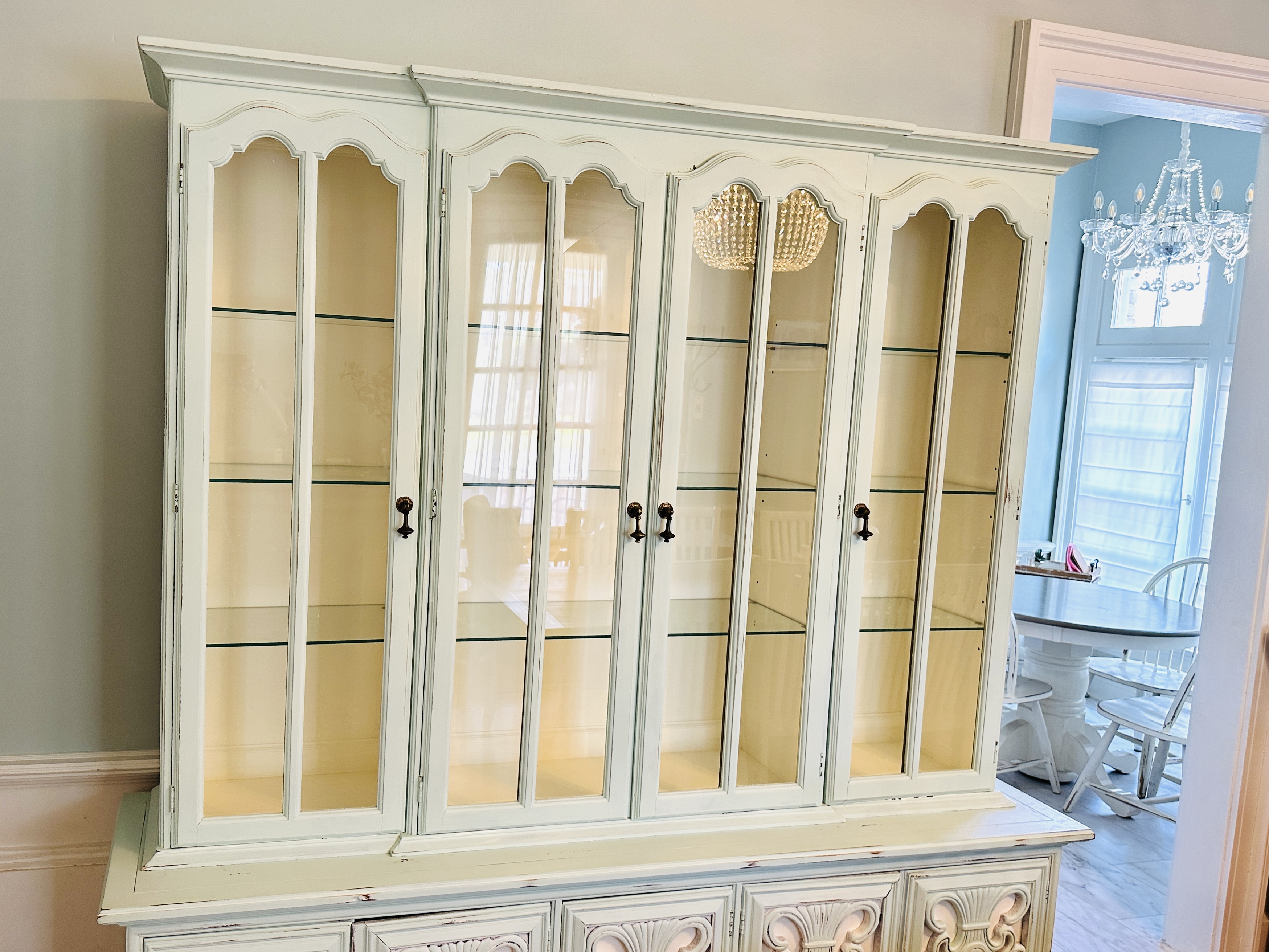 Fancher Mediterranean Style Painted Walnut China Cabinet