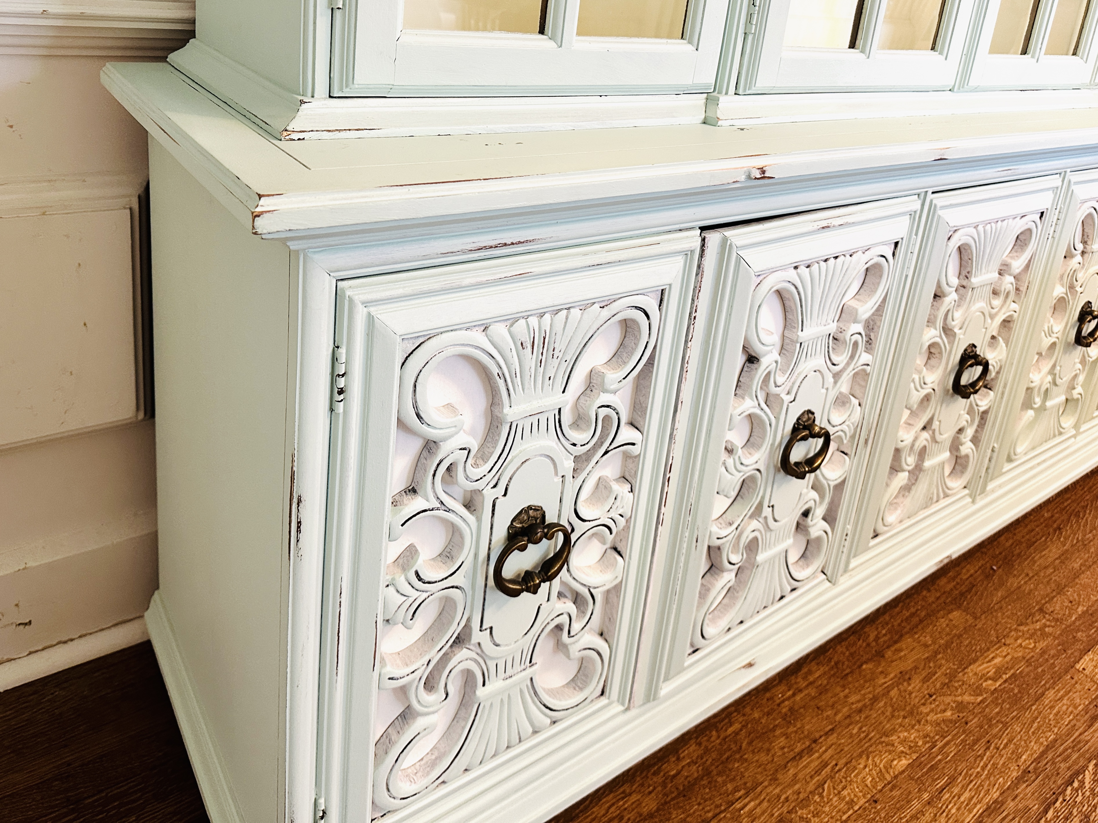 Fancher Mediterranean Style Painted Walnut China Cabinet