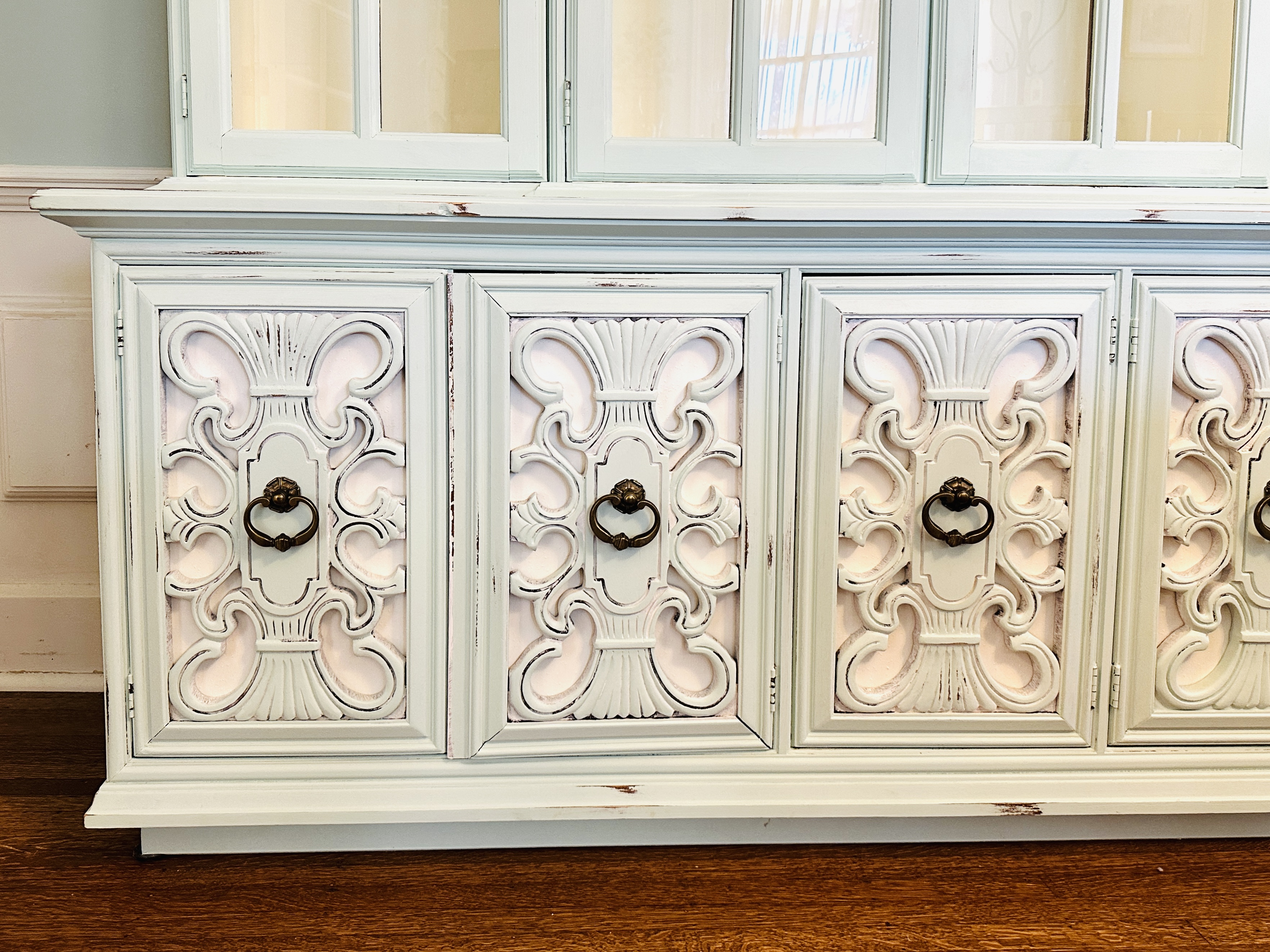 Fancher Mediterranean Style Painted Walnut China Cabinet