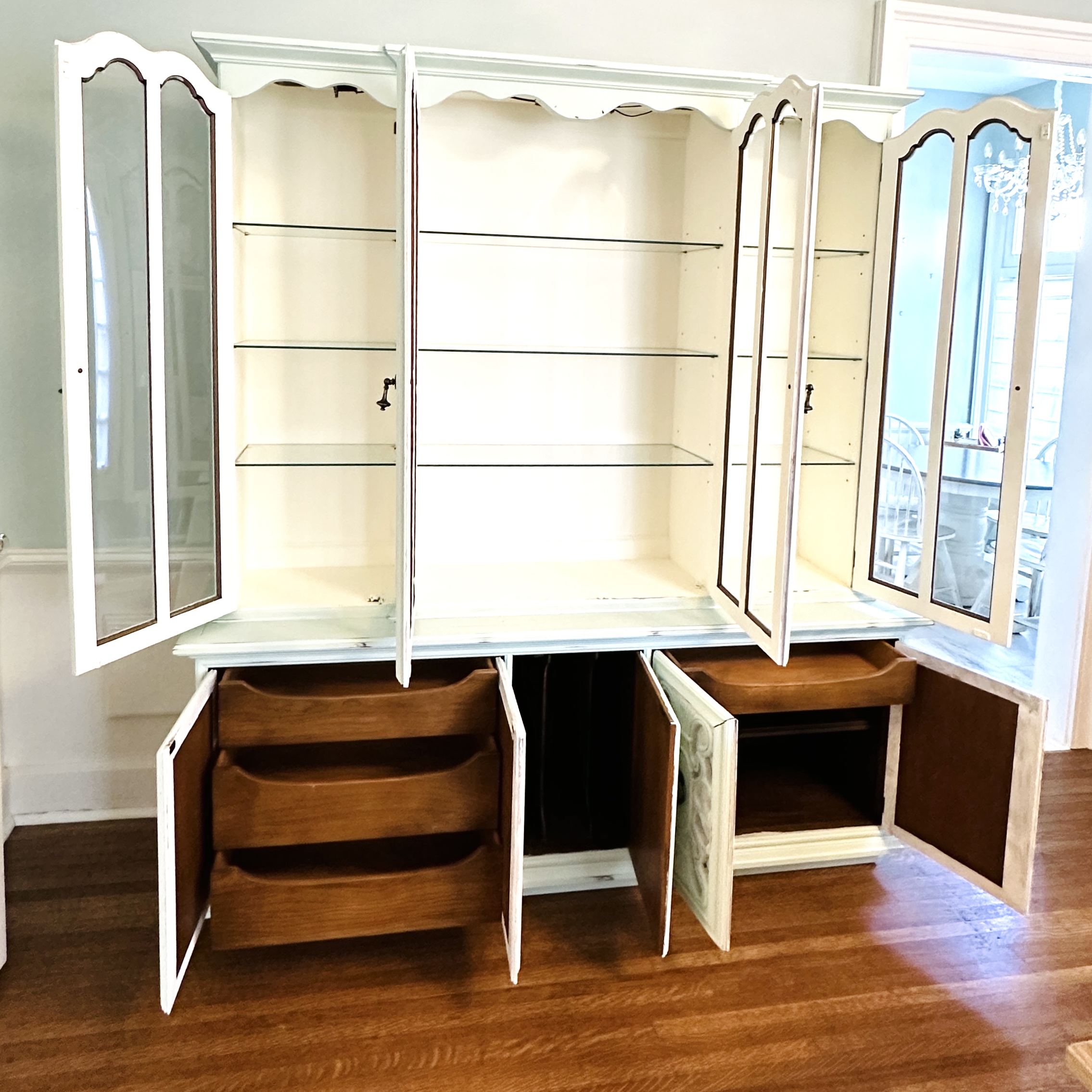 Fancher Mediterranean Style Painted Walnut China Cabinet