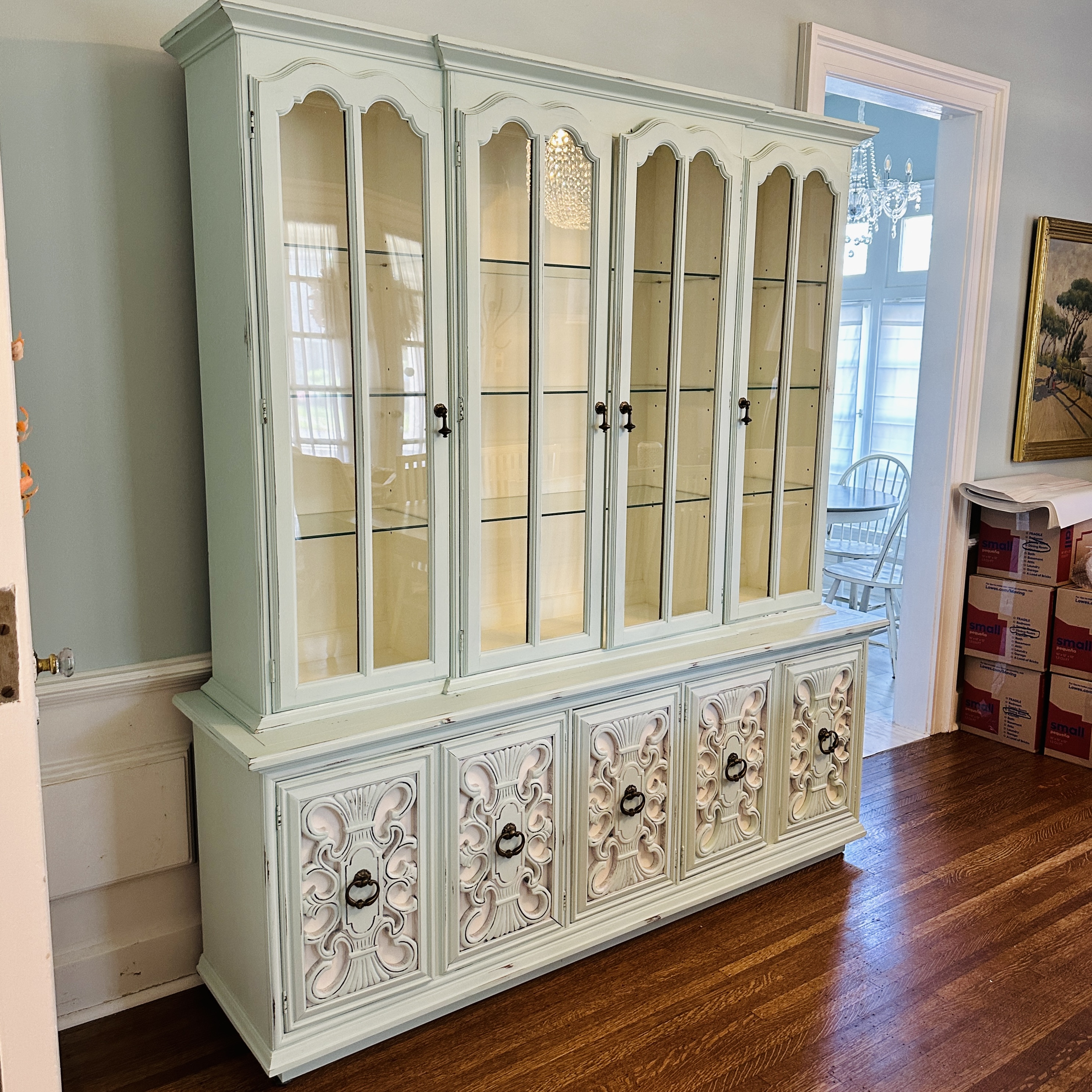 Fancher Mediterranean Style Painted Walnut China Cabinet