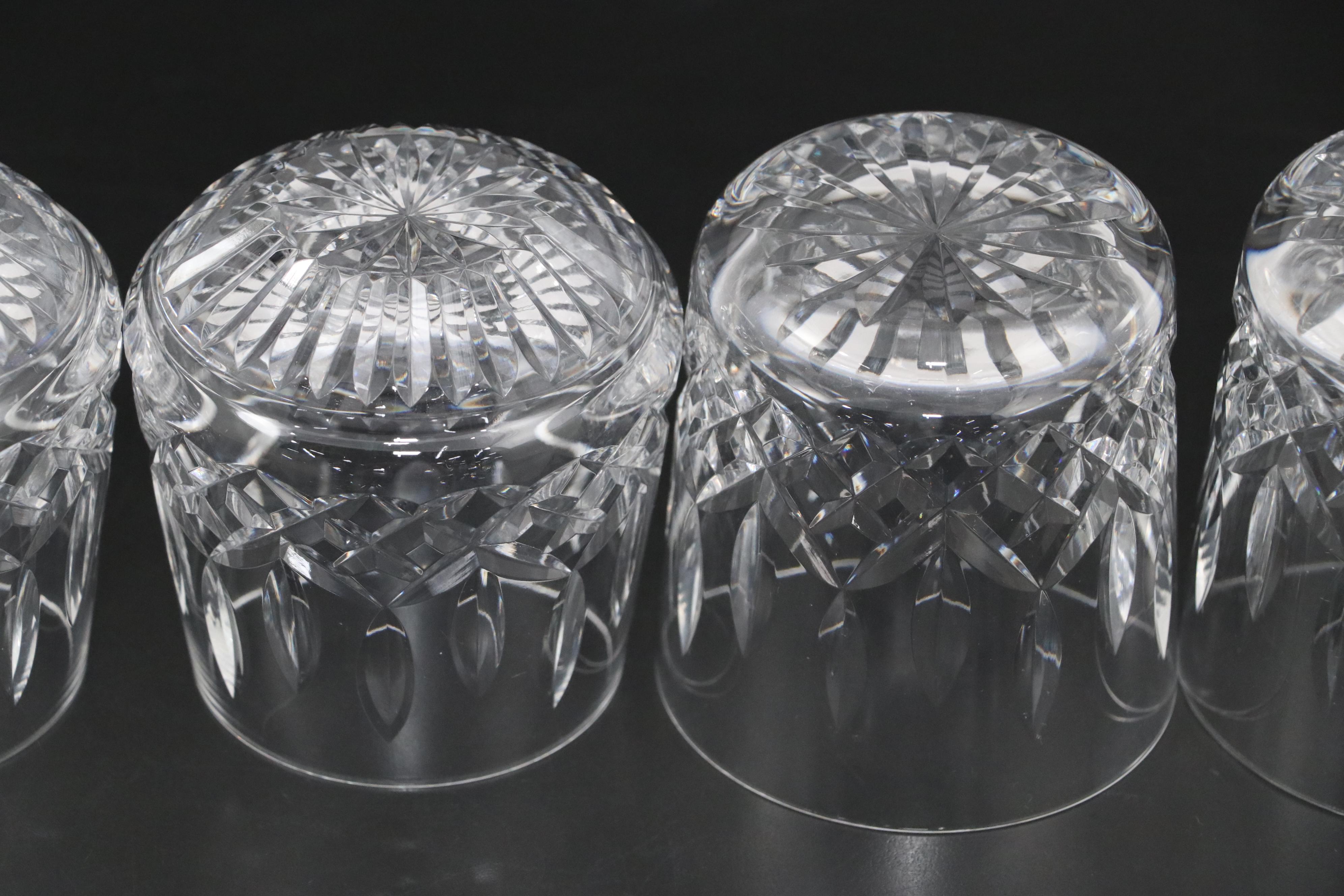 Waterford "Lismore" Crystal Old Fashioned, Roly Poly Glasses with Beer Glasses