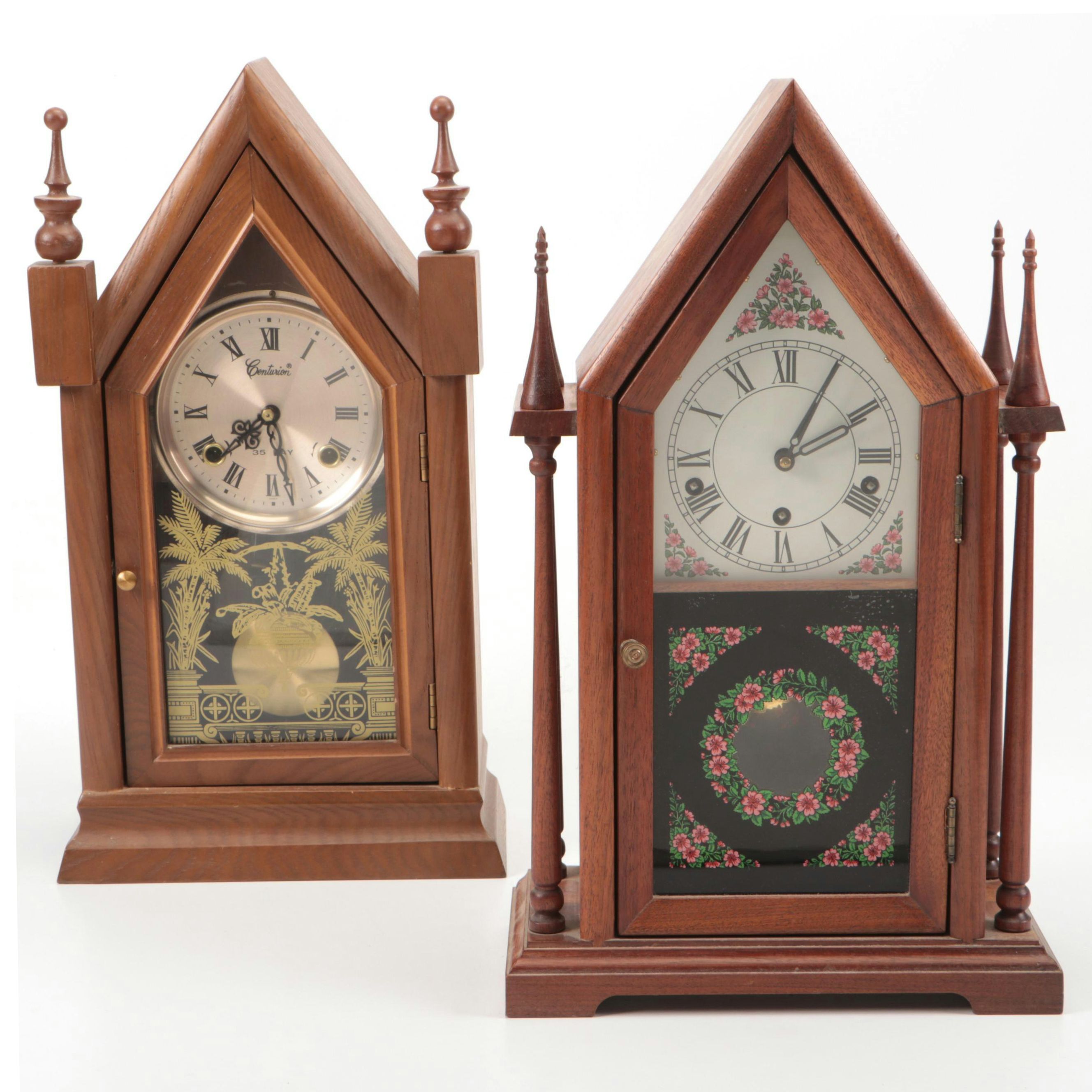 Centurion with Other Victorian Style Steeple Mantel Clocks, Mid to Late 20th C.