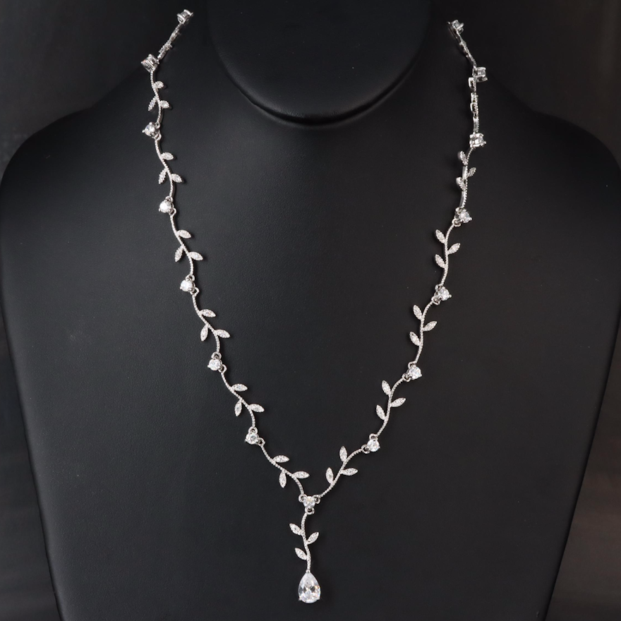 Sterling CZ Vine Necklace