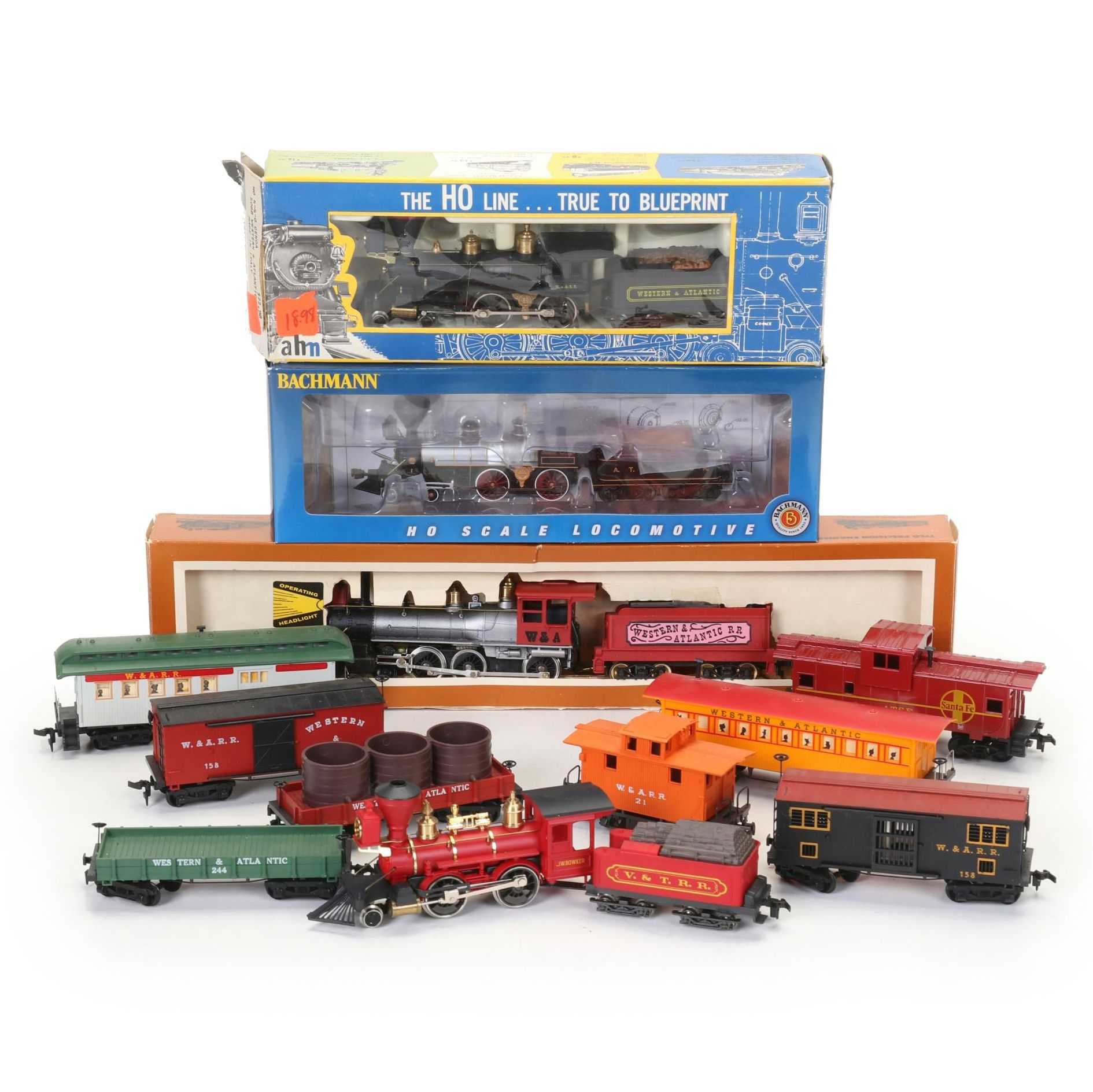 Old Style HO Scale Model Trains with 2-4-0 Steam Locomotives