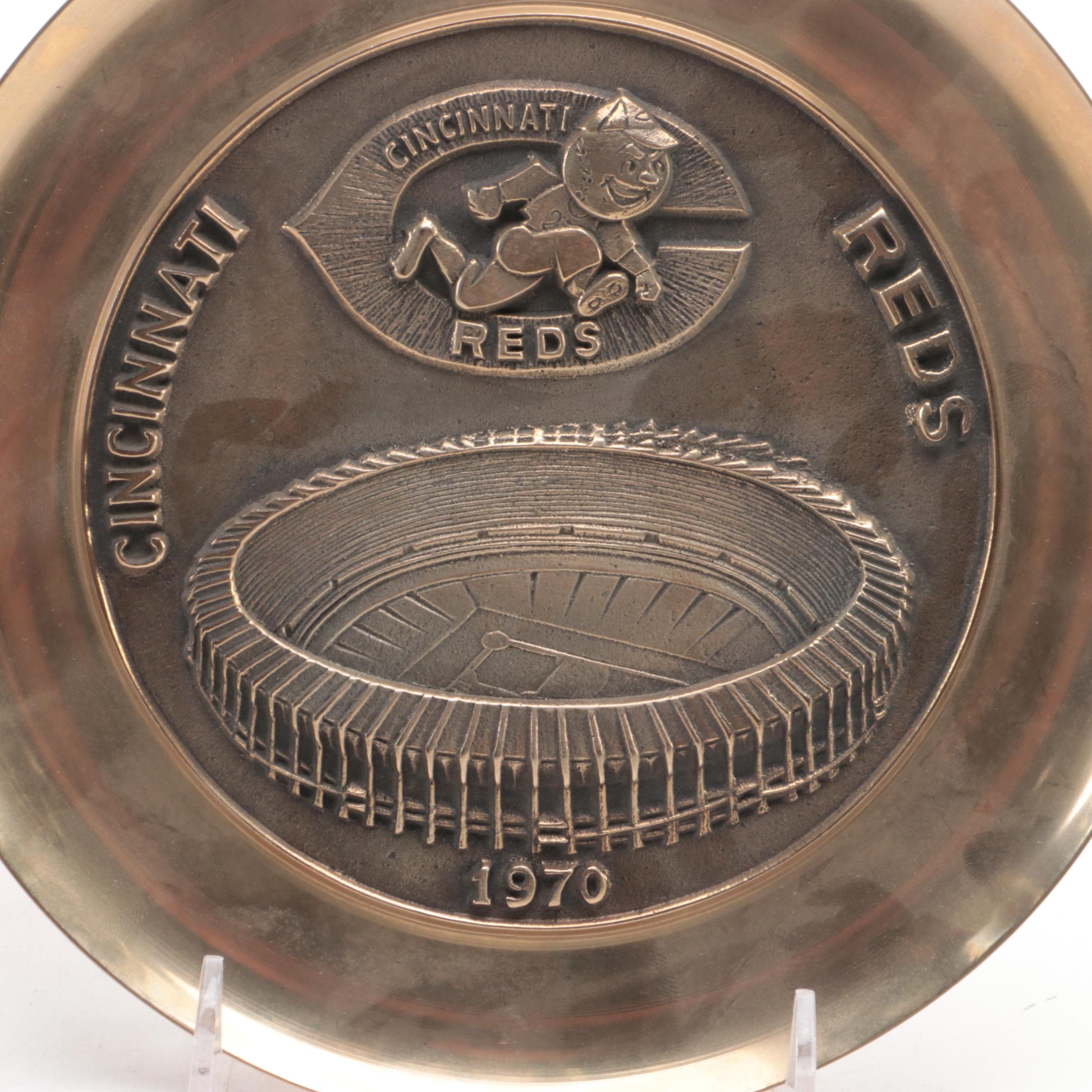 Crosley Field and Riverfront Stadium Lithograph Prints with Reds Plate