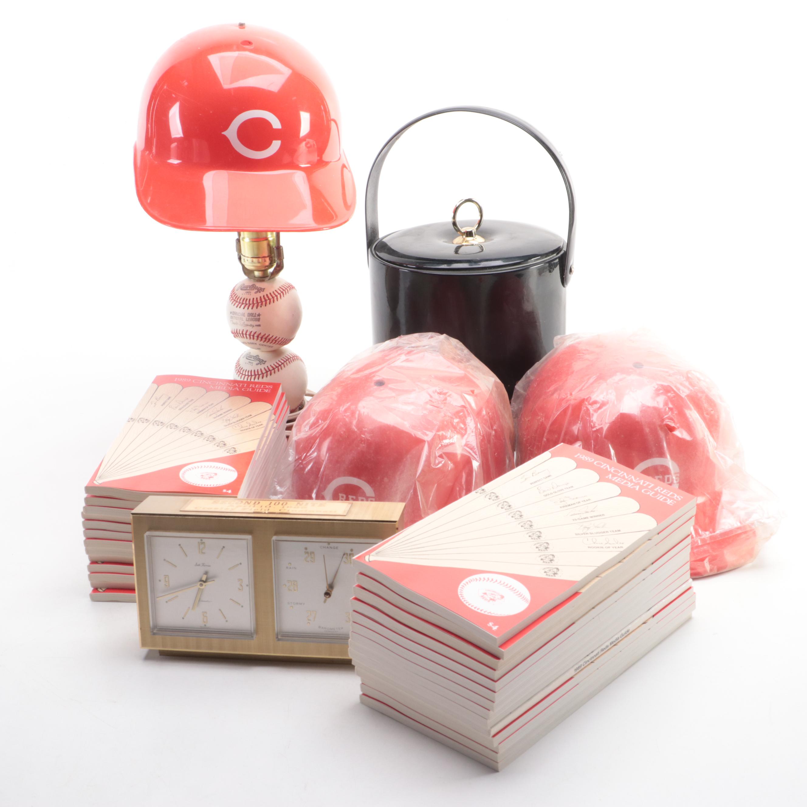 Cincinnati Reds Baseball Lamp with Media Guides, Helmets, and More