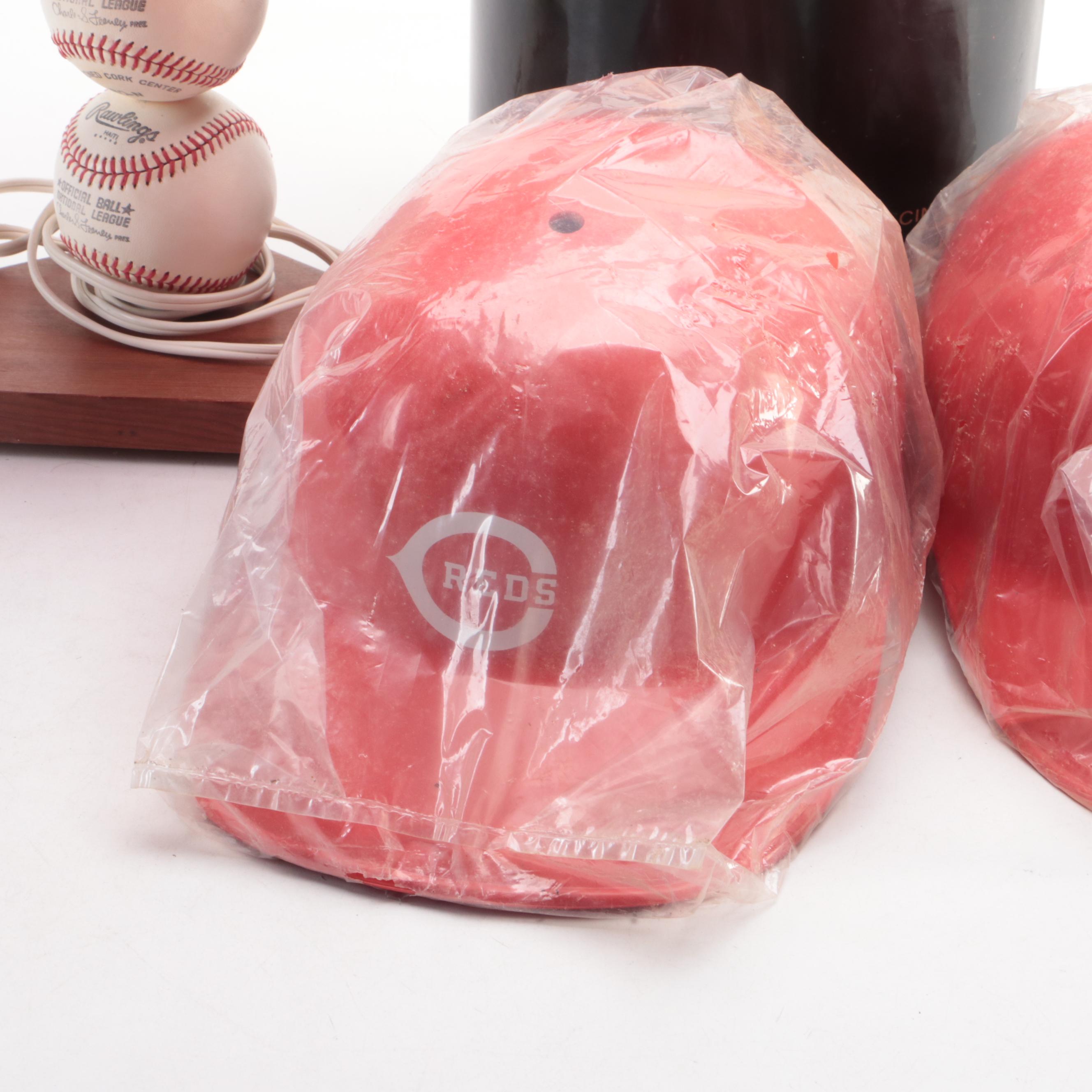 Cincinnati Reds Baseball Lamp with Media Guides, Helmets, and More