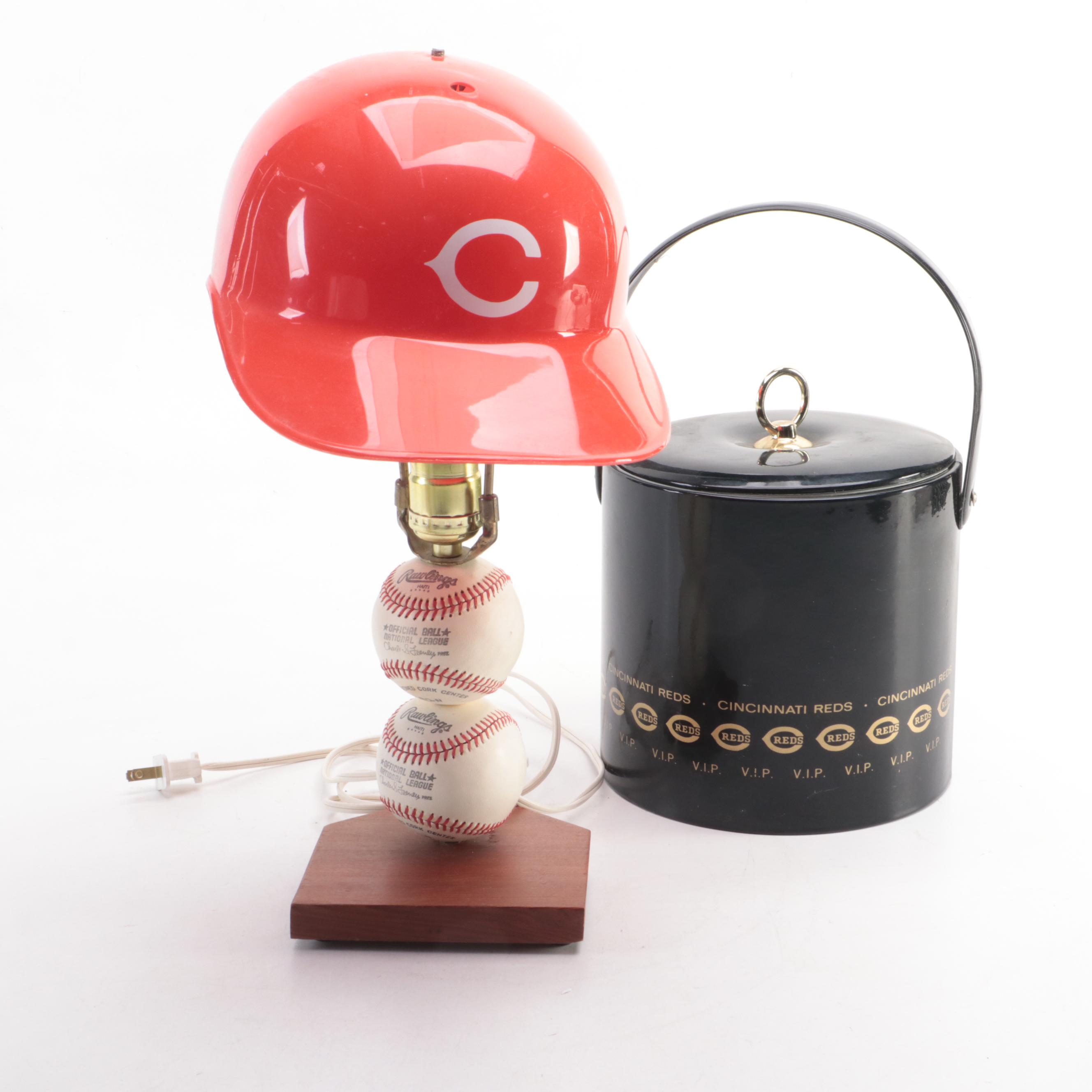 Cincinnati Reds Baseball Lamp with Media Guides, Helmets, and More