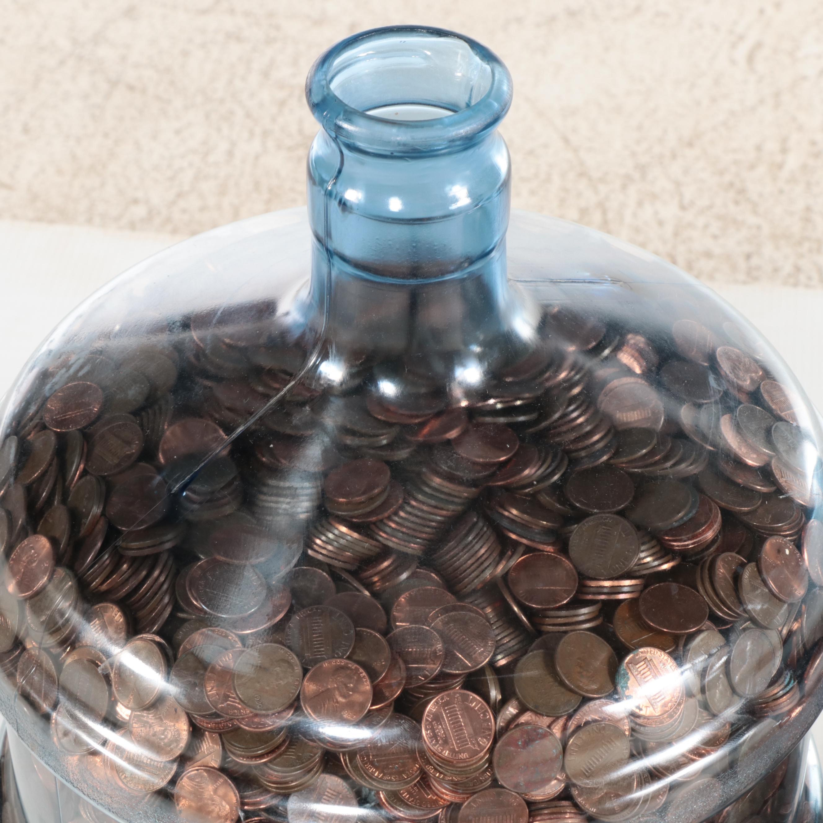 Two Five Gallon Plastic Jugs of Mostly Lincoln Cents