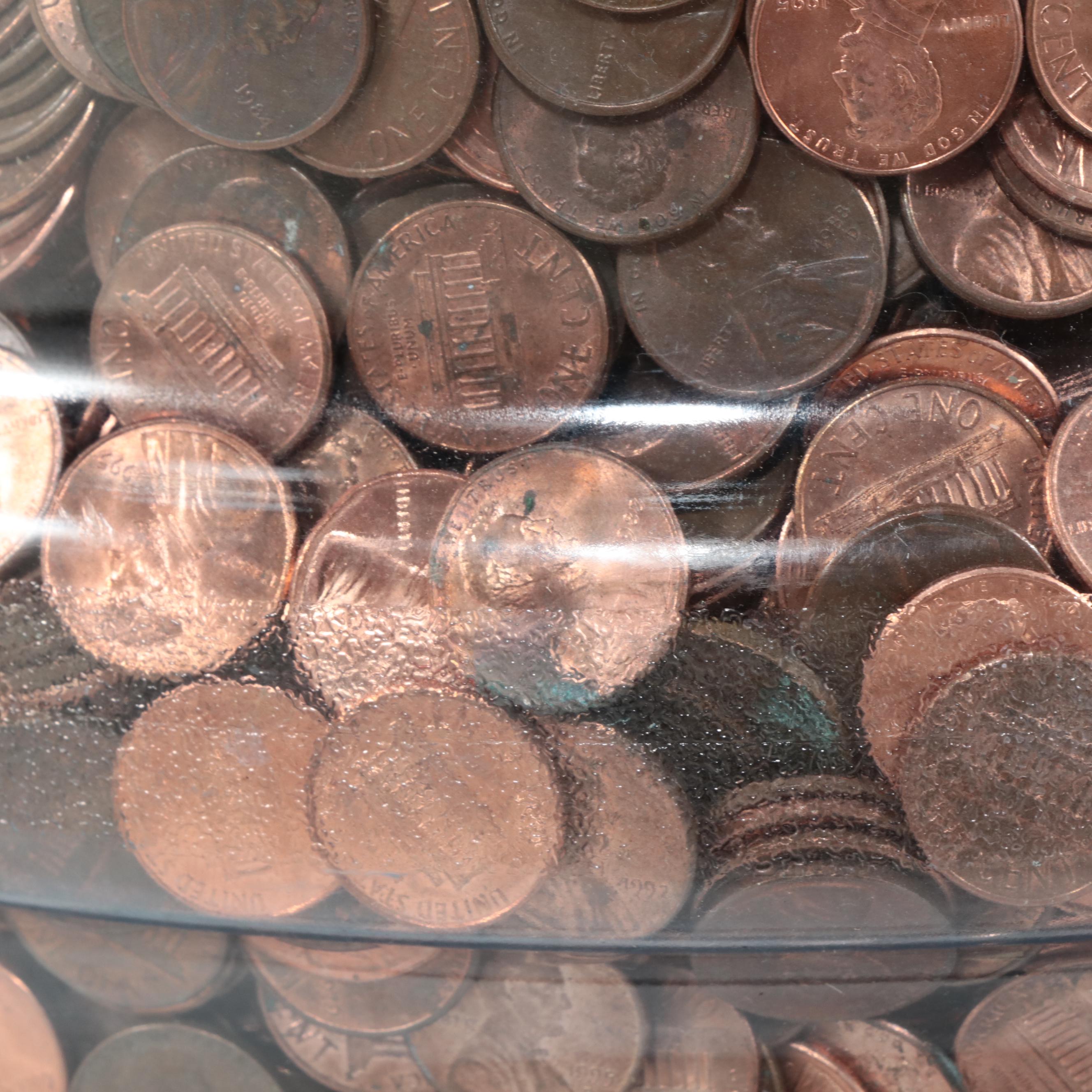 Two Five Gallon Plastic Jugs of Mostly Lincoln Cents