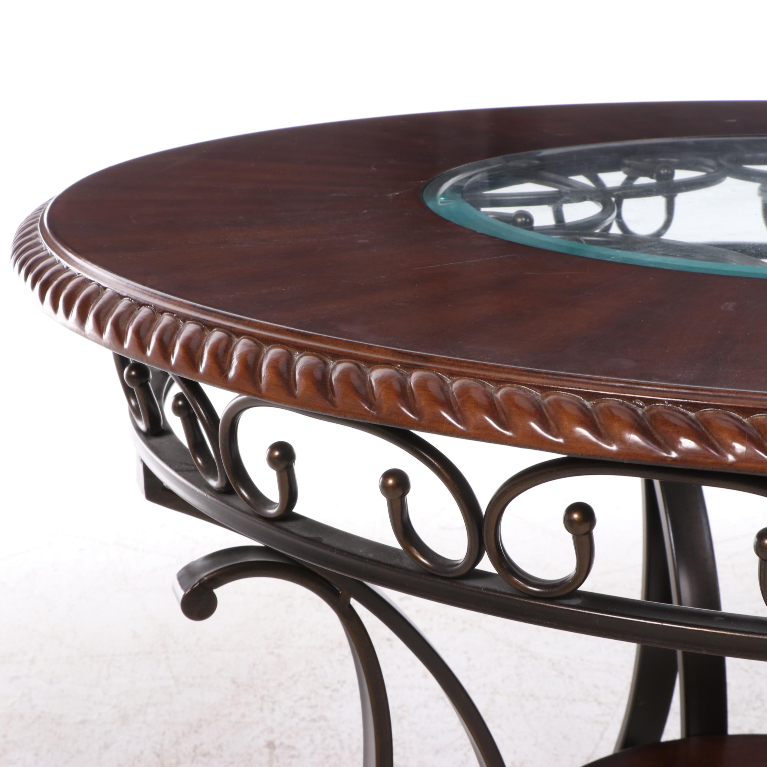 Ashley Furniture Metal, Wood and Glass Dining Table with Four Side Chairs