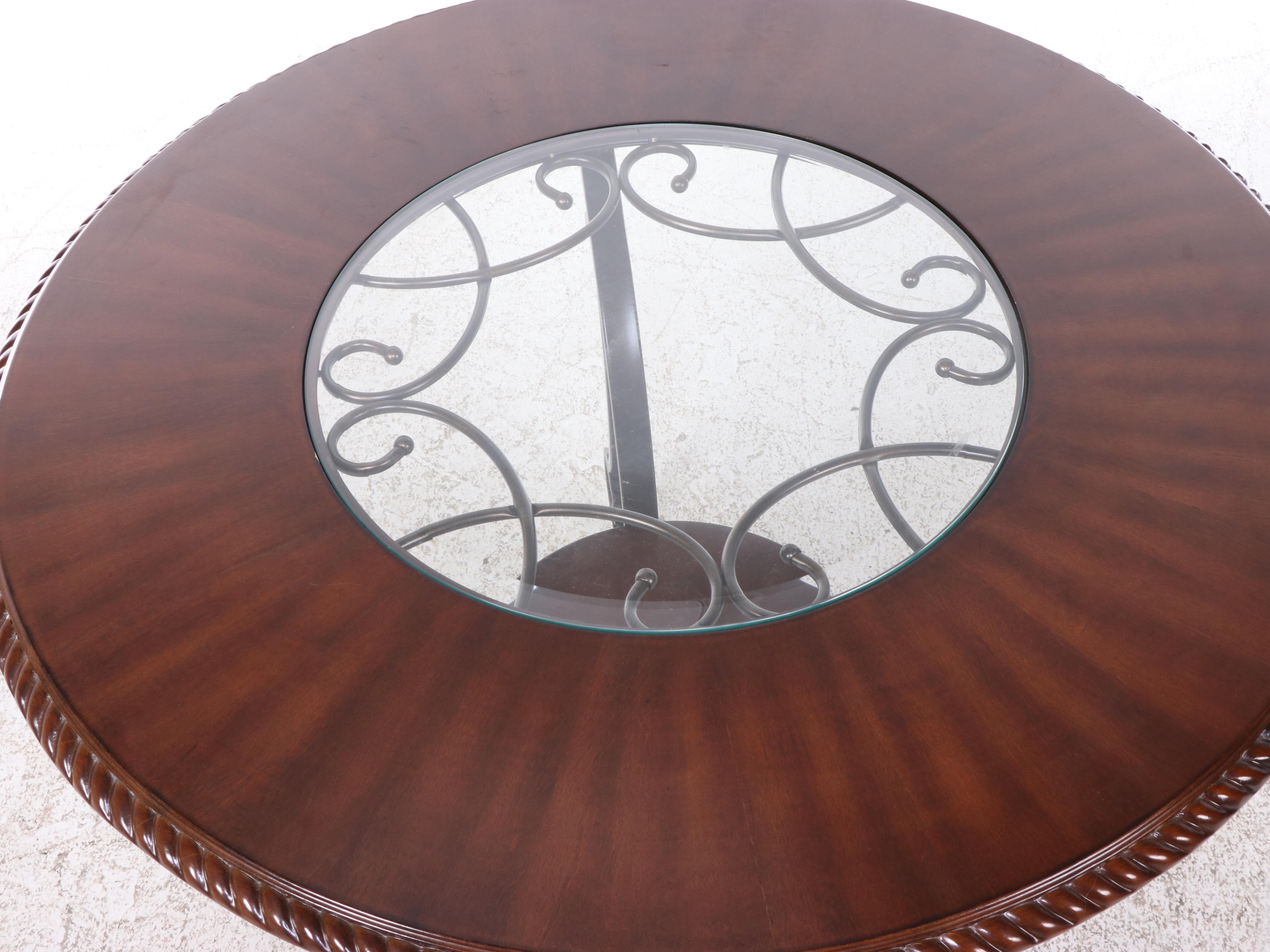 Ashley Furniture Metal, Wood and Glass Dining Table with Four Side Chairs