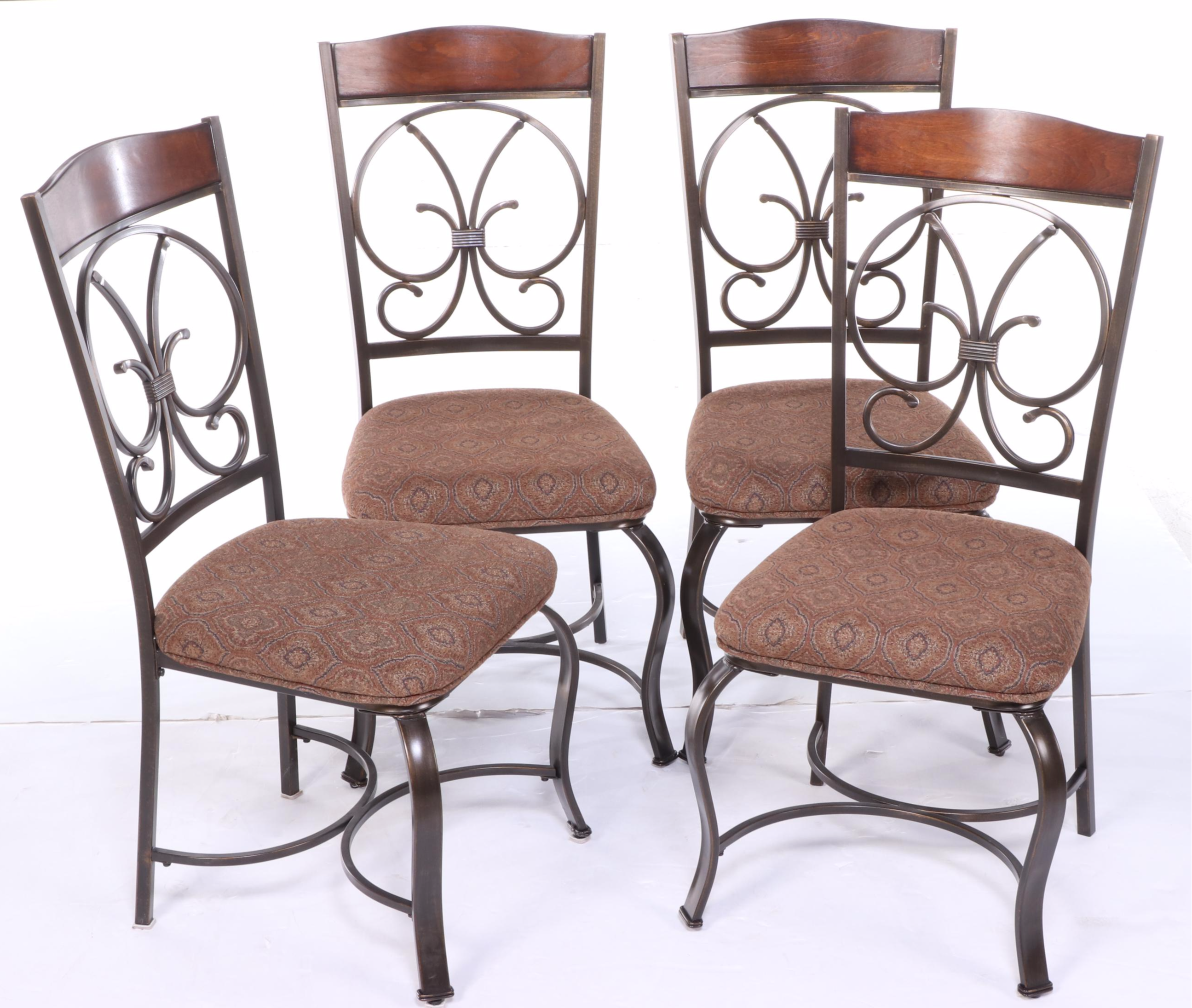 Ashley Furniture Metal, Wood and Glass Dining Table with Four Side Chairs