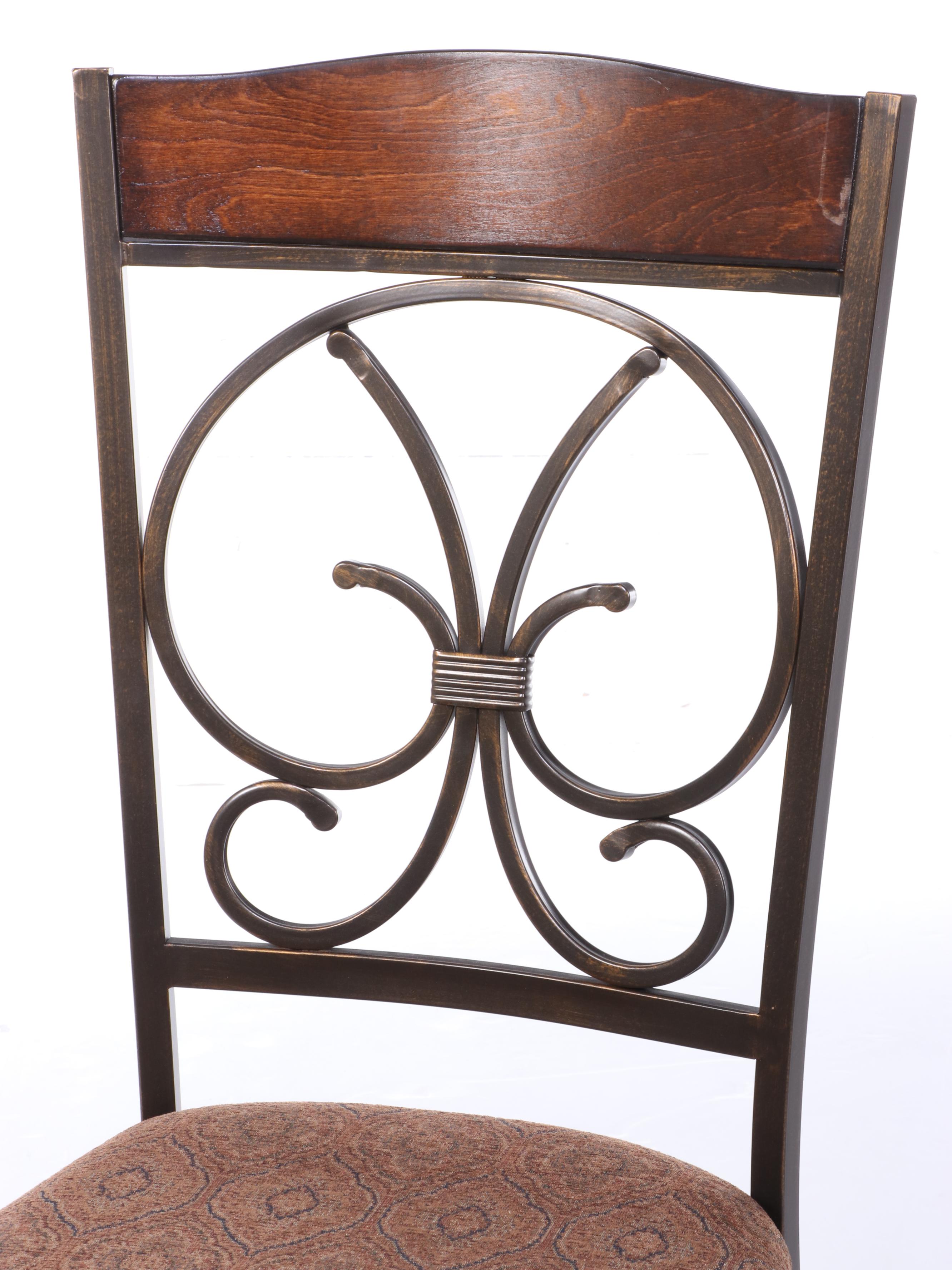 Ashley Furniture Metal, Wood and Glass Dining Table with Four Side Chairs