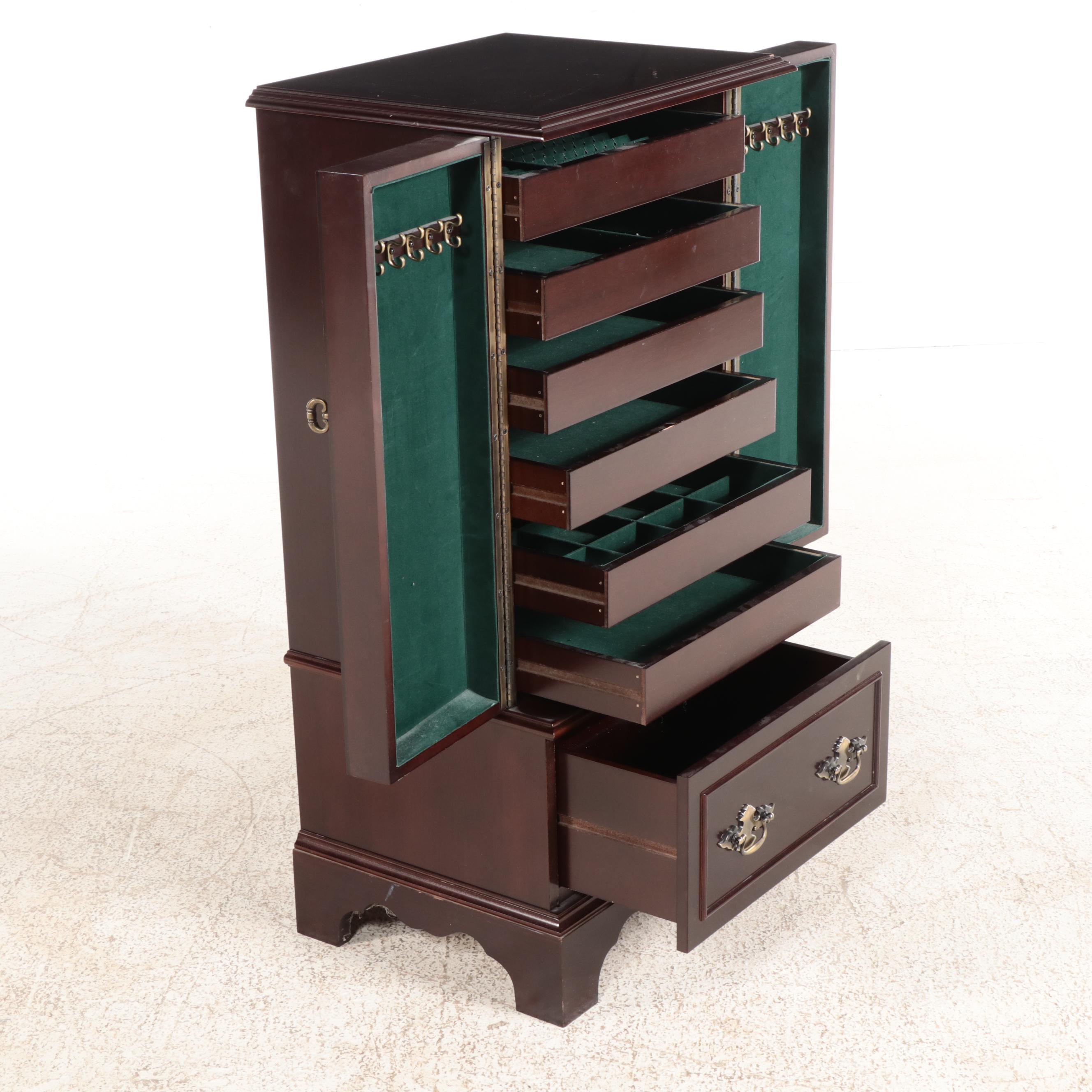 Chippendale Style Cherrywood Lingerie Chest Plus Bombay Co. Jewelry Armoire