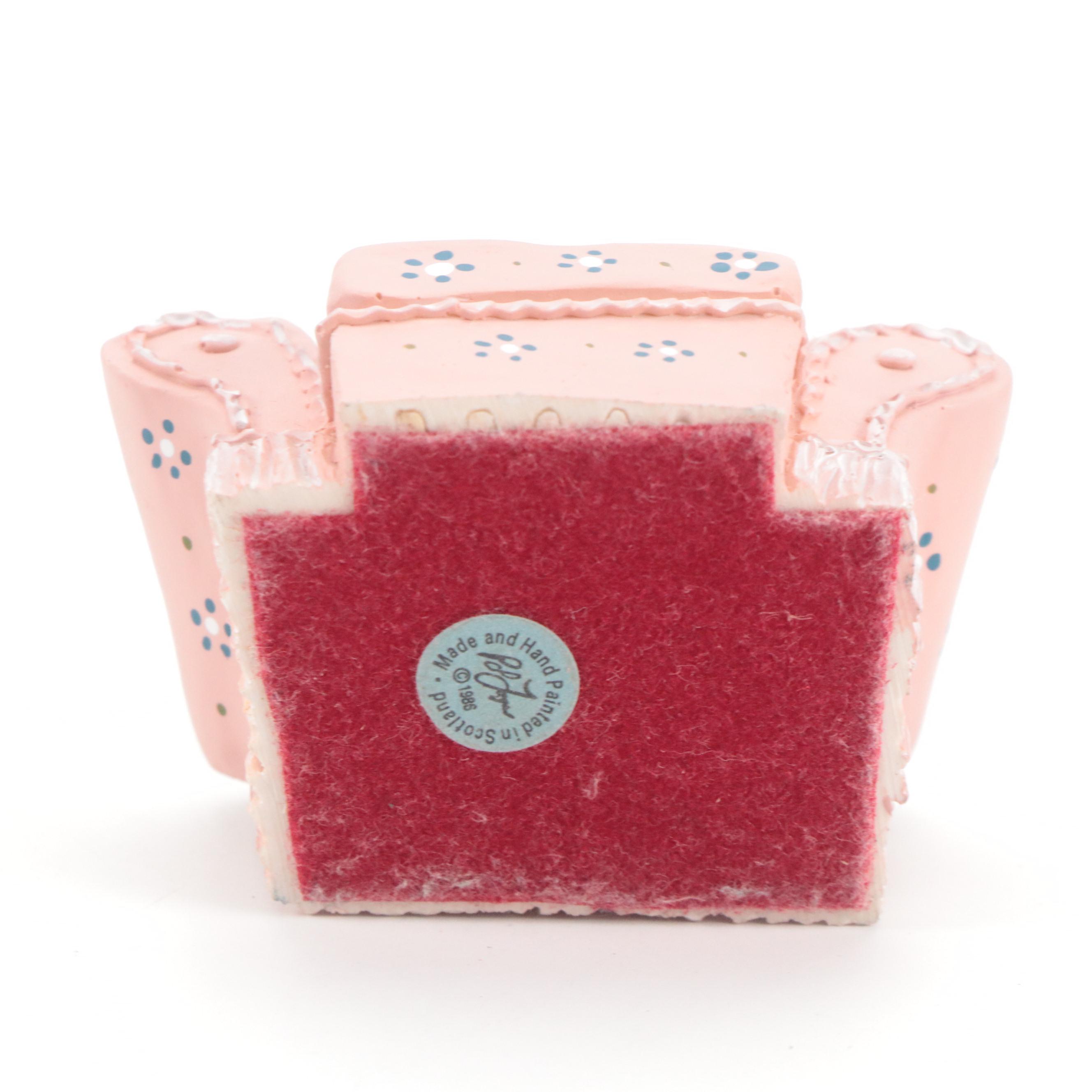 Otagiri Hand-Painted Porcelain House Figurine with Other Miniature Figurines