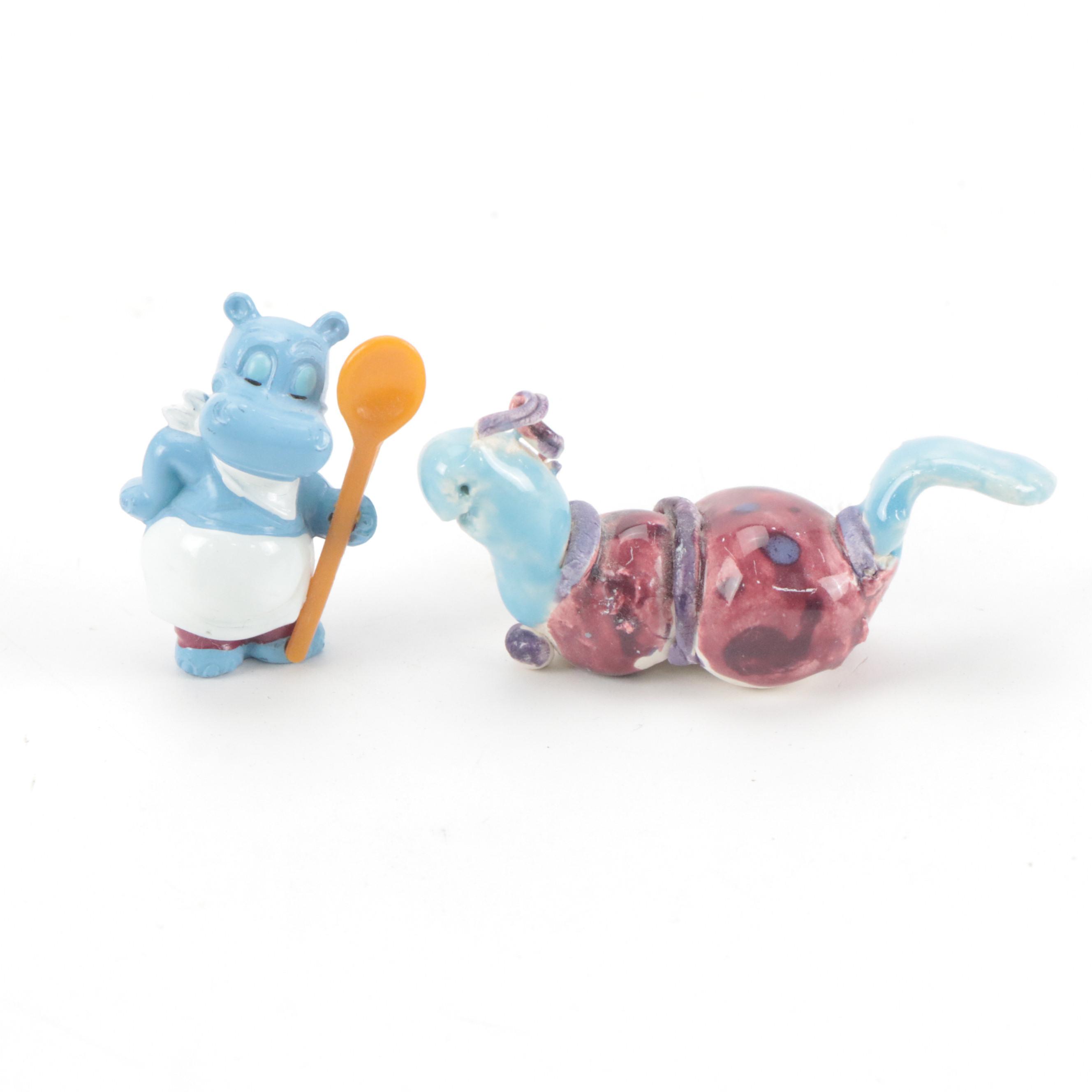 Otagiri Hand-Painted Porcelain House Figurine with Other Miniature Figurines