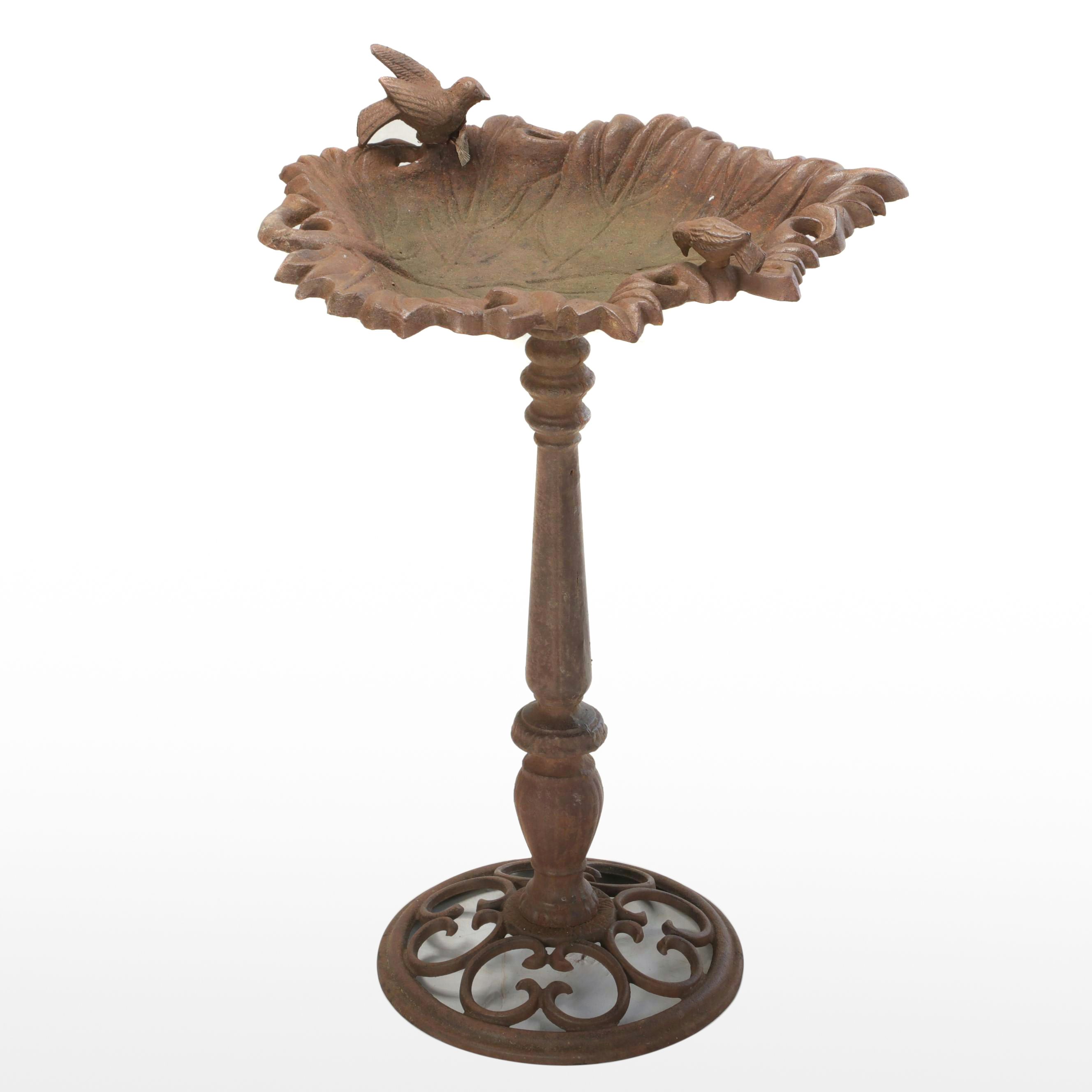 Cast Iron Leaf-Shaped Bird Bath