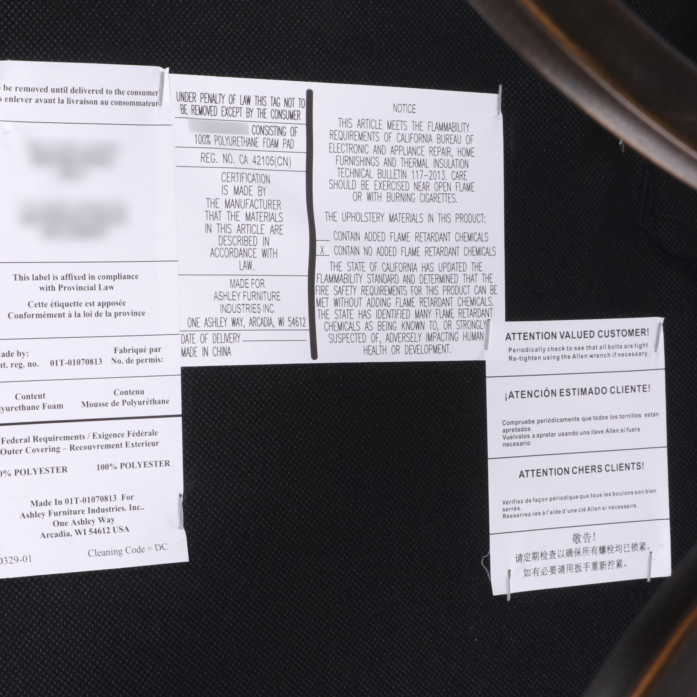 Ashley Furniture Metal, Wood and Glass Dining Table with Four Side Chairs