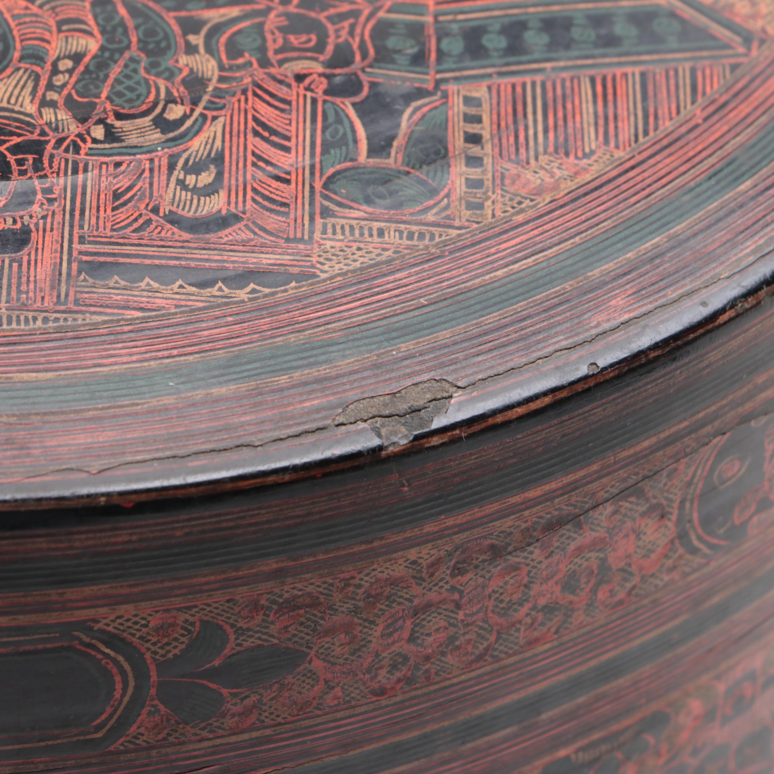 Burmese Hand-Decorated Betel Box, Circa 1910